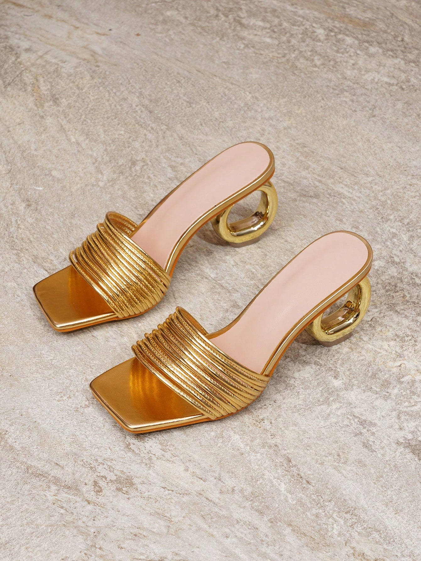 In Gold Women Heeled Sandals