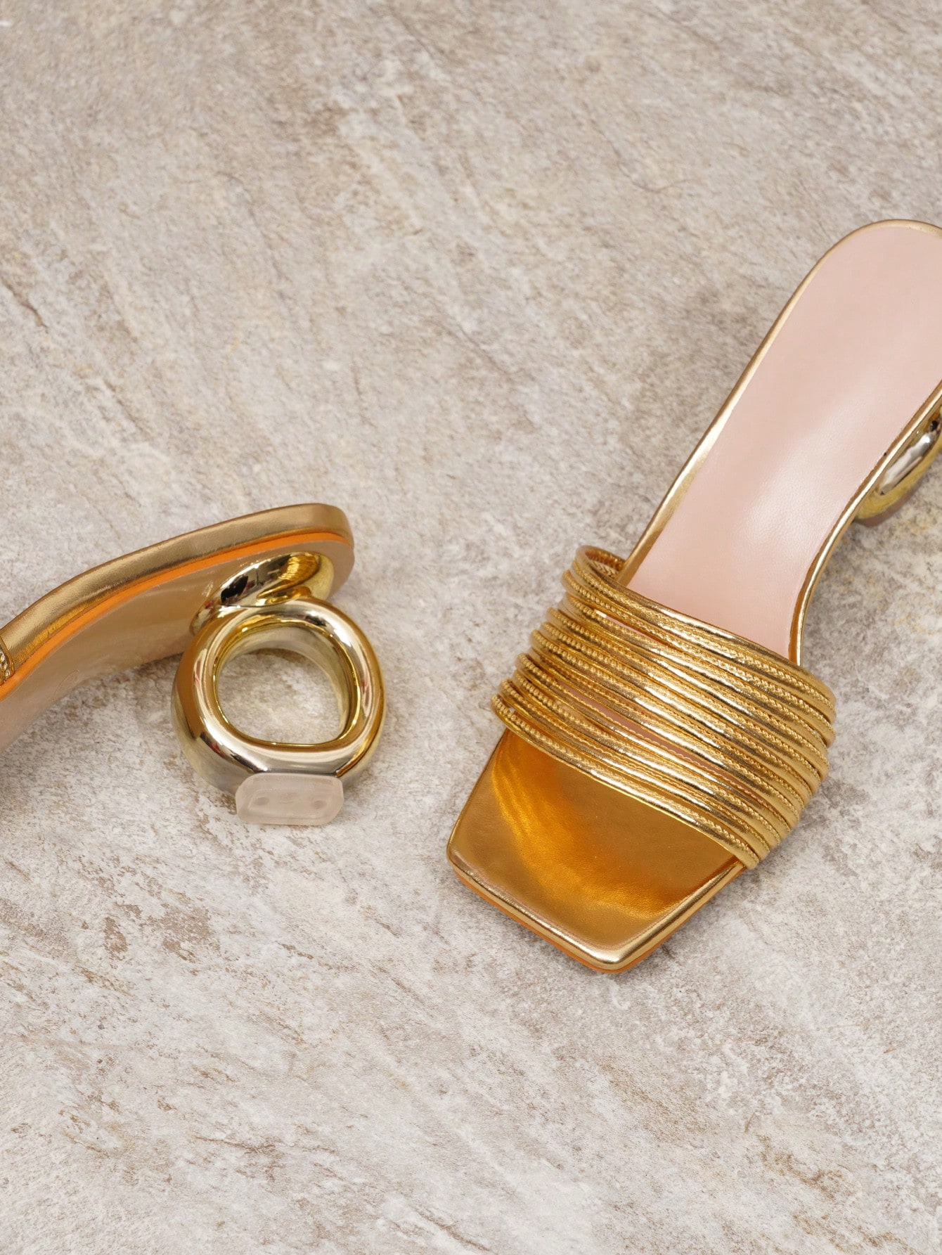 In Gold Women Heeled Sandals