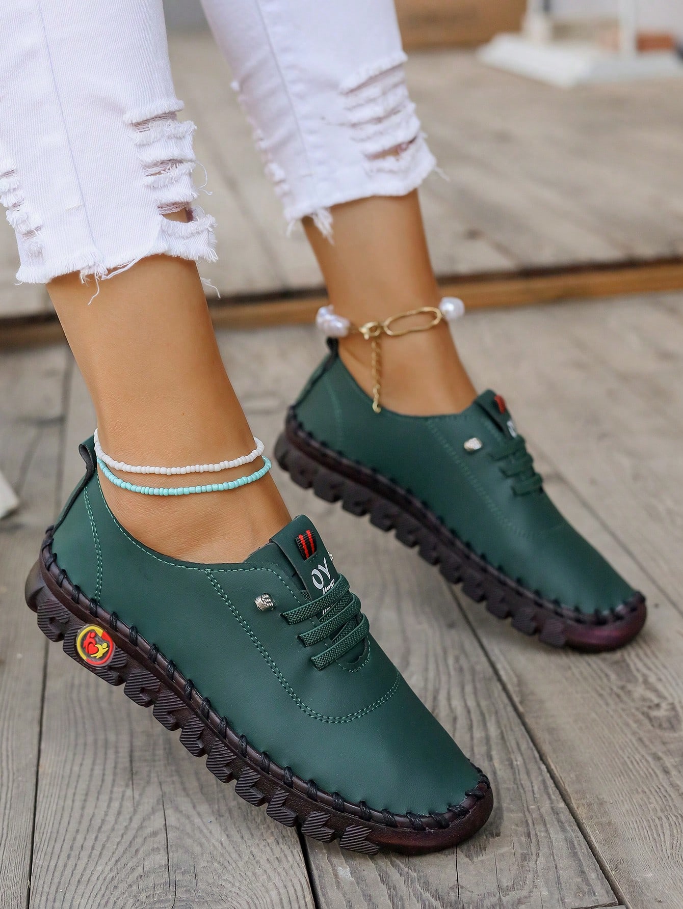 In Dark Green Women Shoes