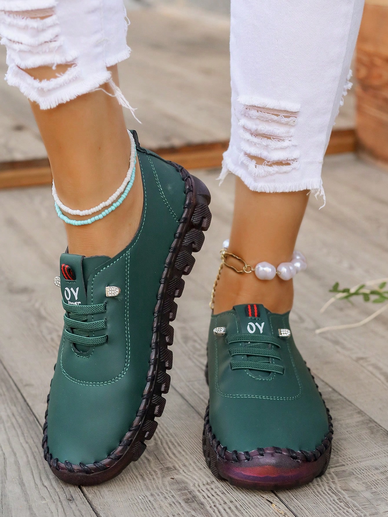 In Dark Green Women Shoes