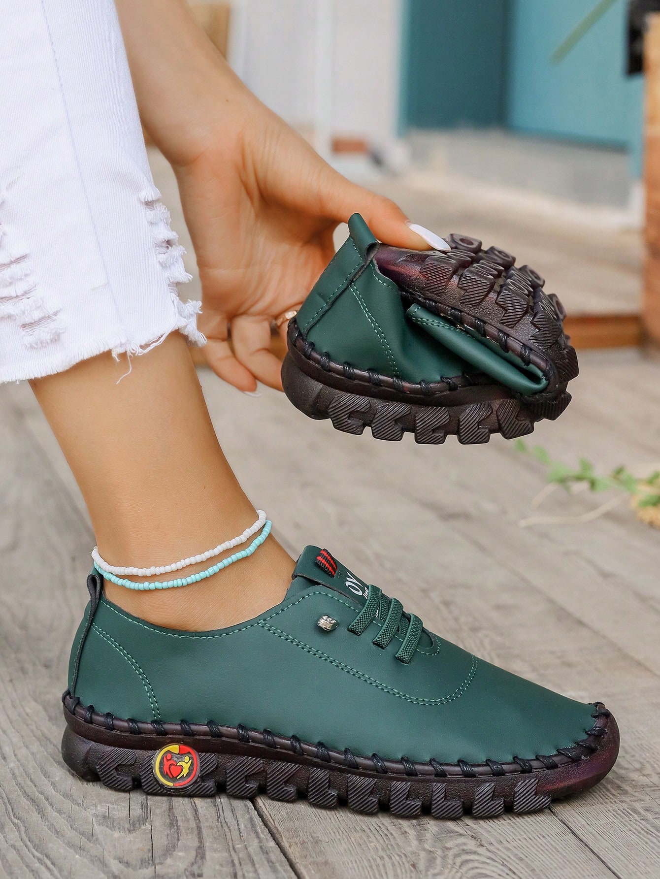 In Dark Green Women Shoes