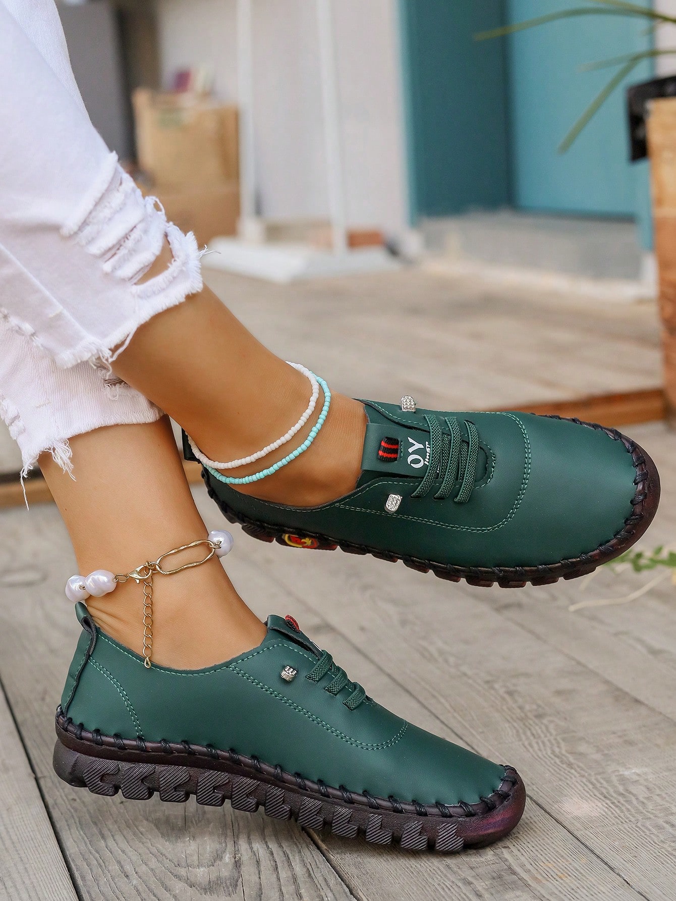 In Dark Green Women Shoes