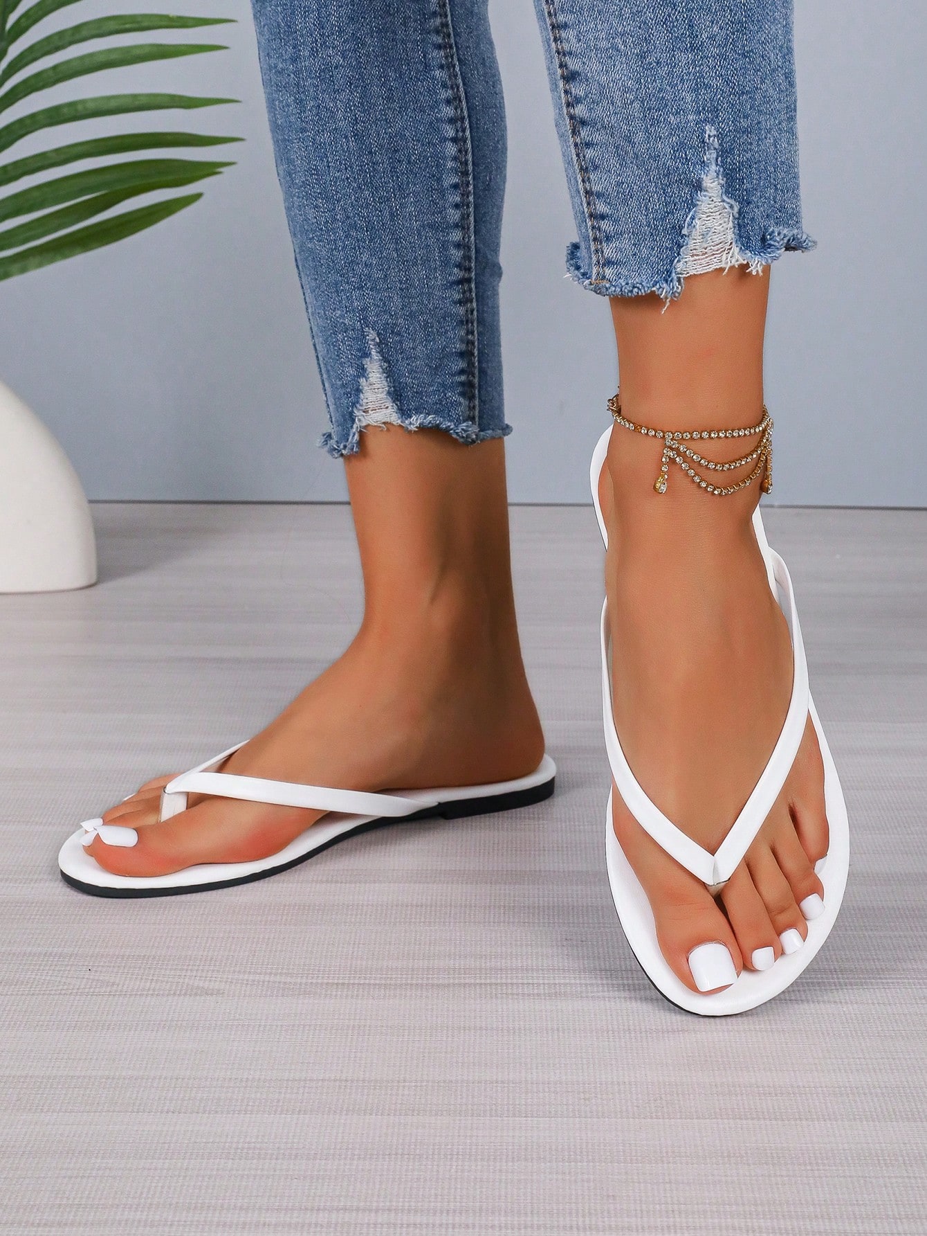 In White Women Flat Sandals