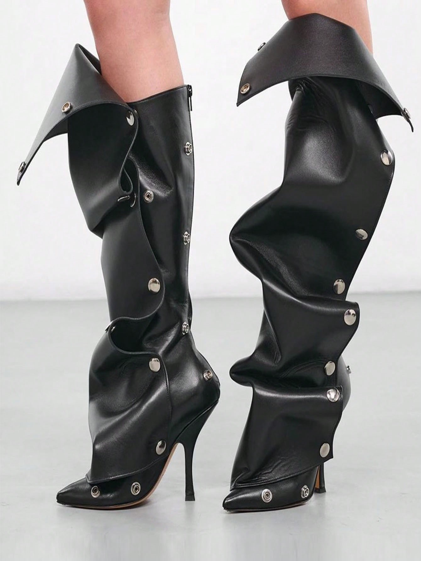 In Black Women Knee-High Boots