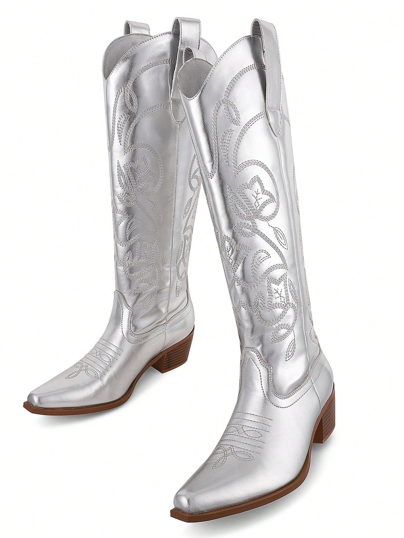 In Silver Women Knee-High Boots