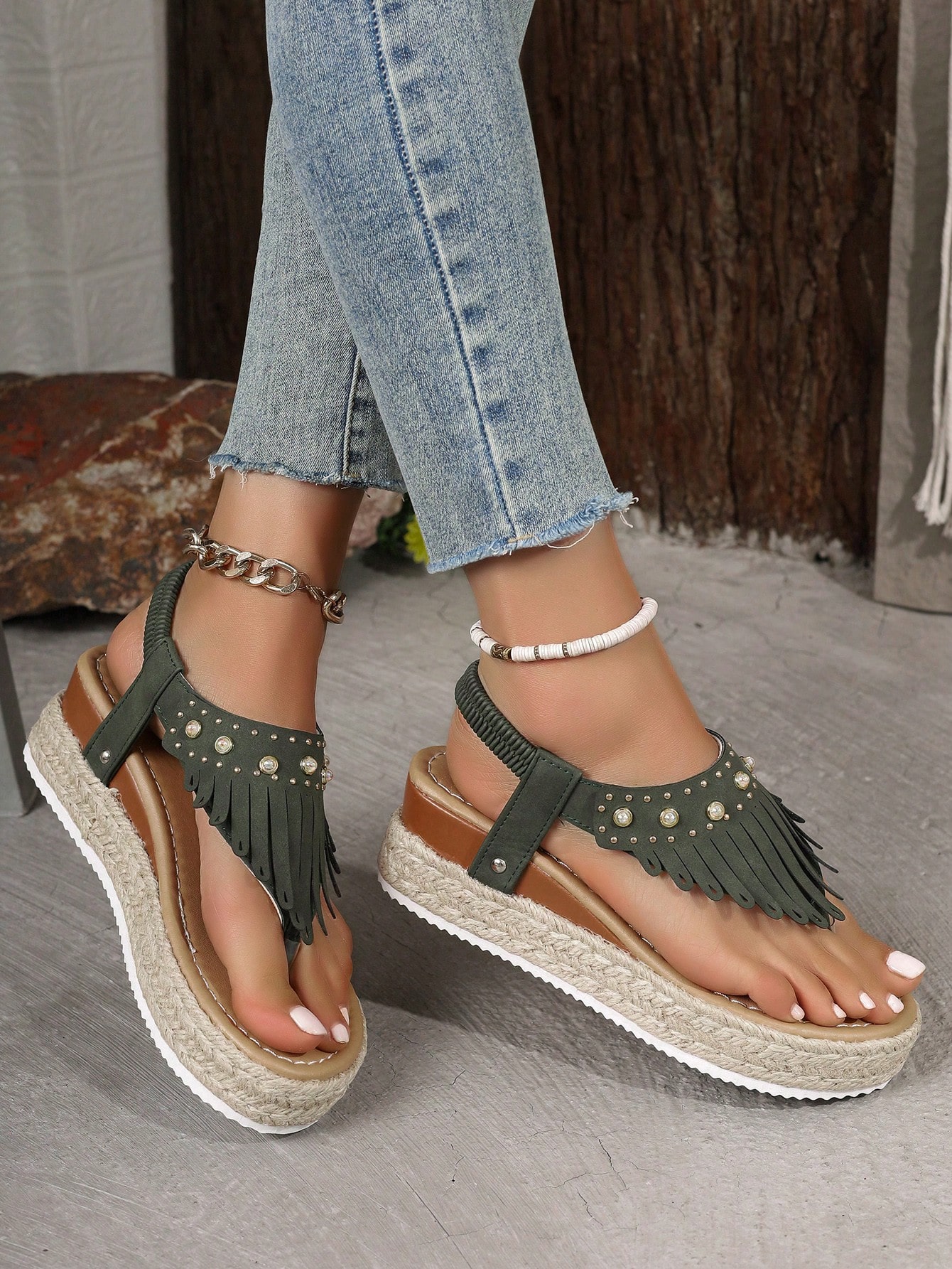 In Olive Green Women Sandals