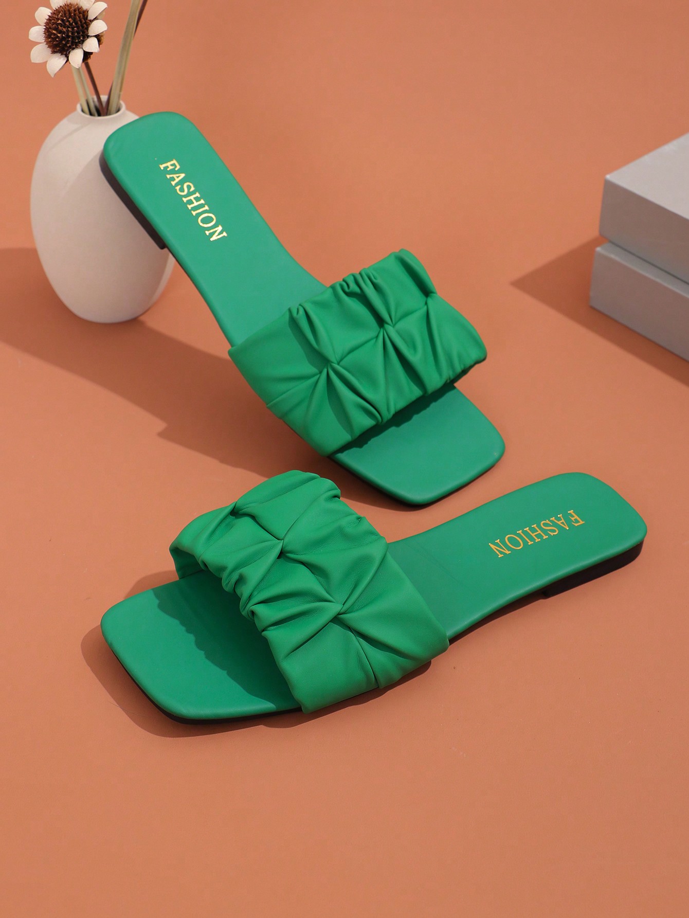 In Green Women Flat Sandals