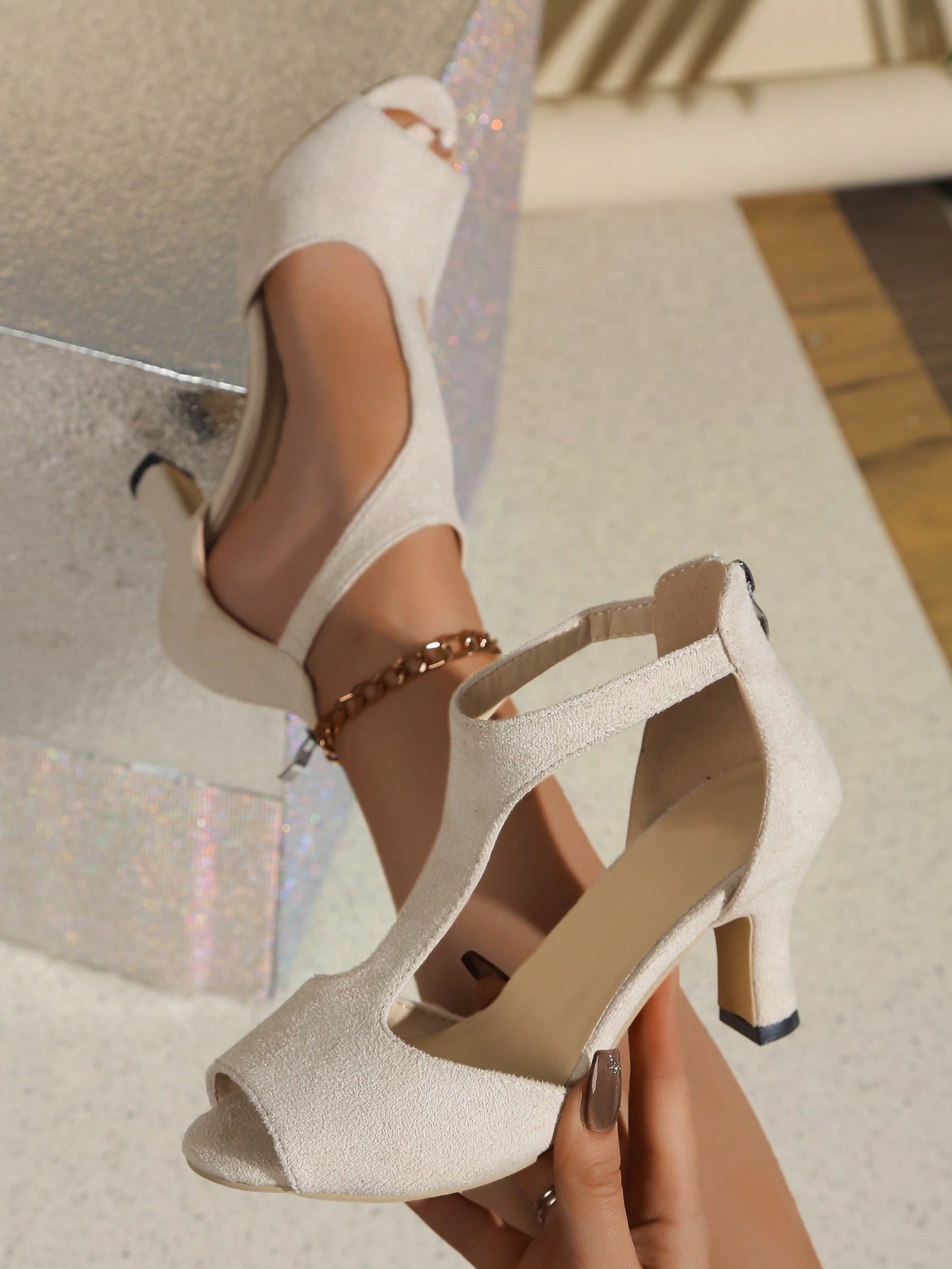 In Beige Women Heeled Sandals