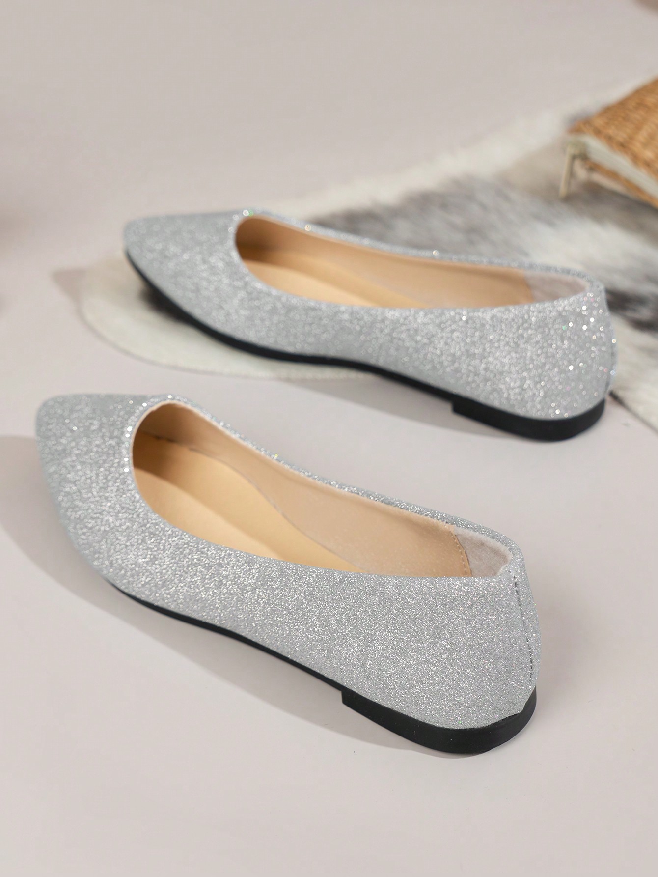 In Silver Women Flats