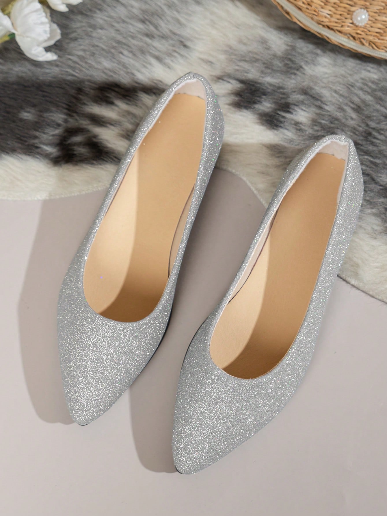 In Silver Women Flats