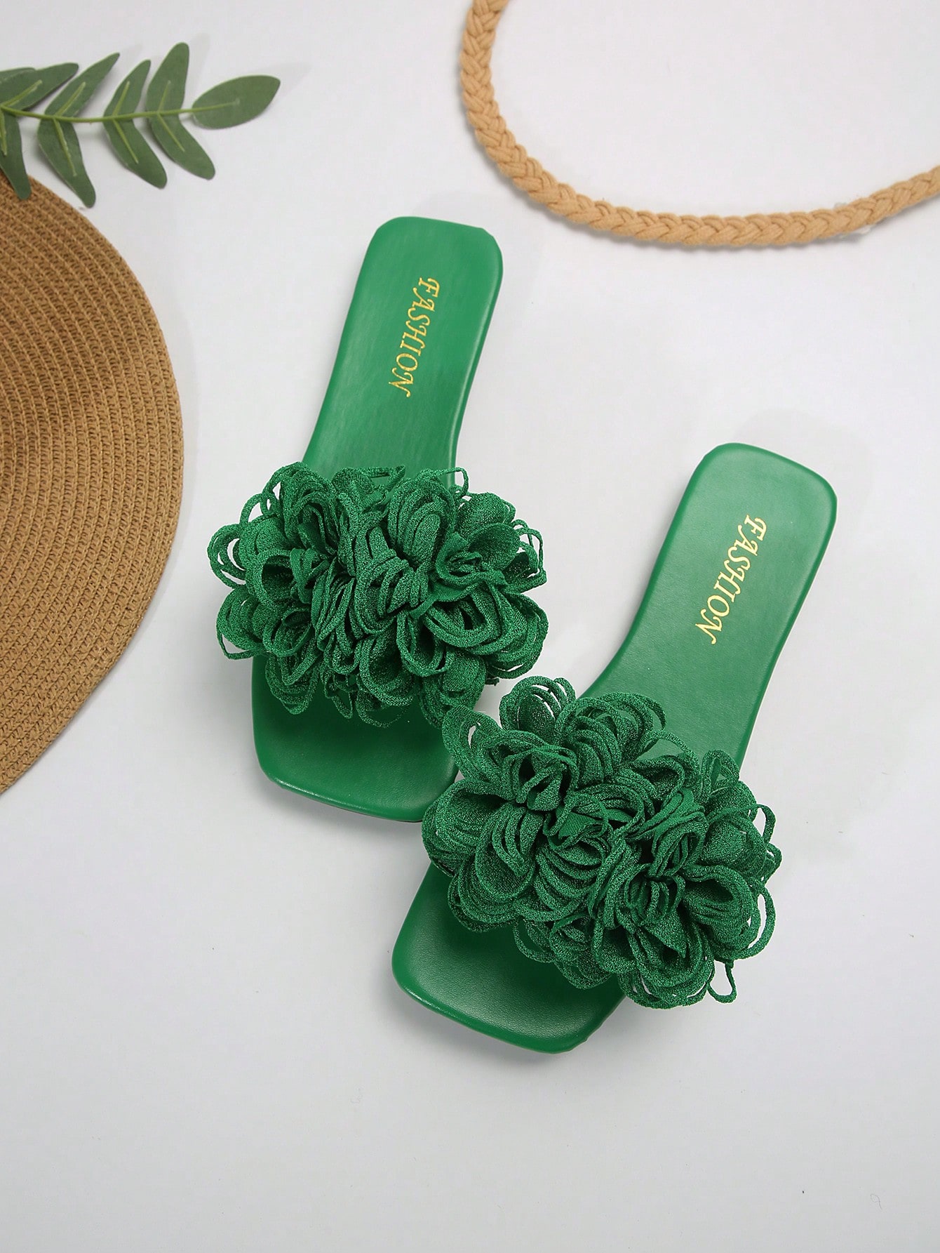 In Green Women Flat Sandals