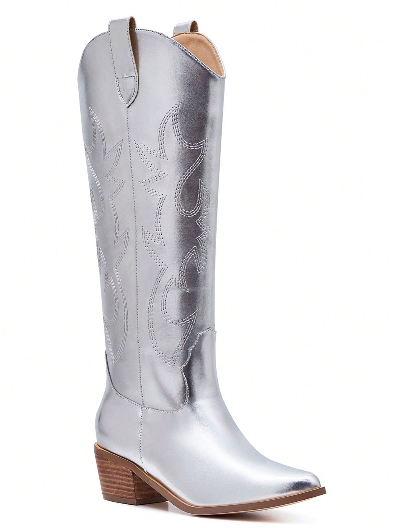 In Silver Women Knee-High Boots