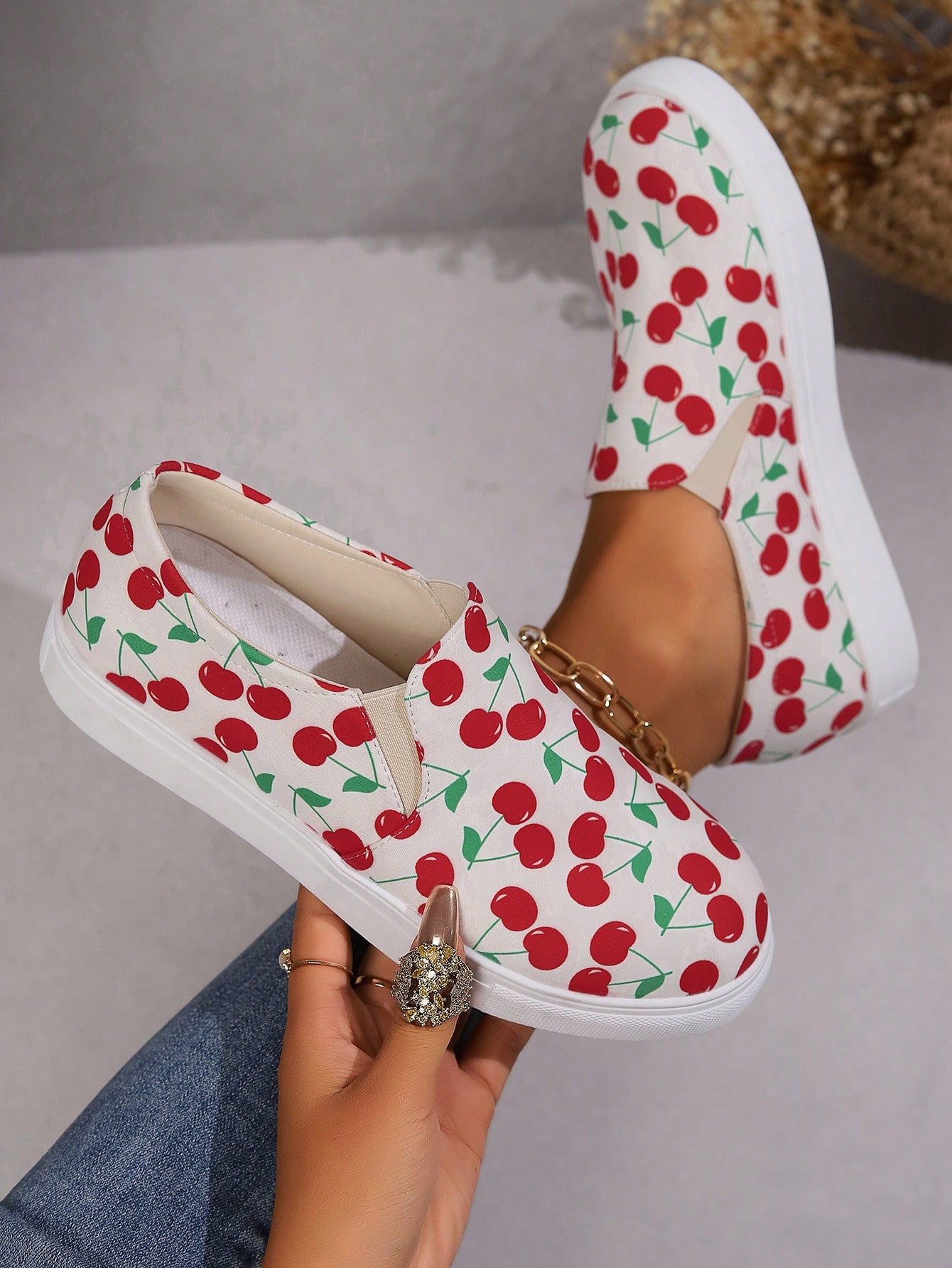 In Red and White Women Shoes