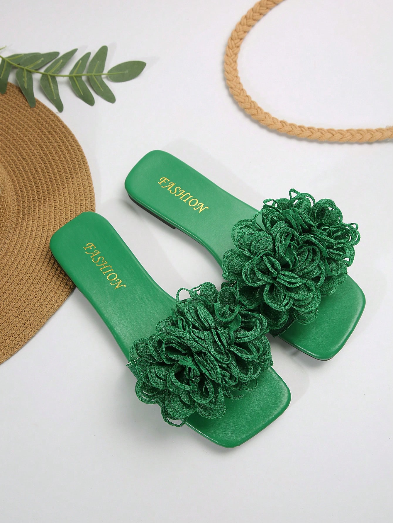 In Green Women Flat Sandals