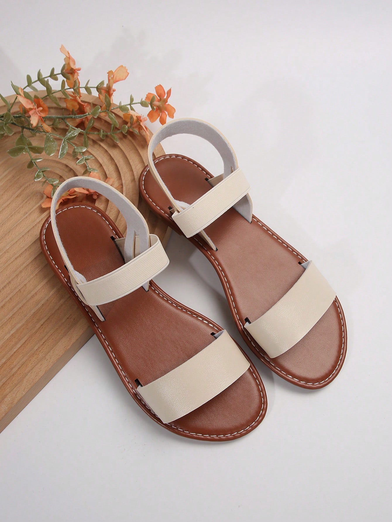 In Beige Women Flat Sandals