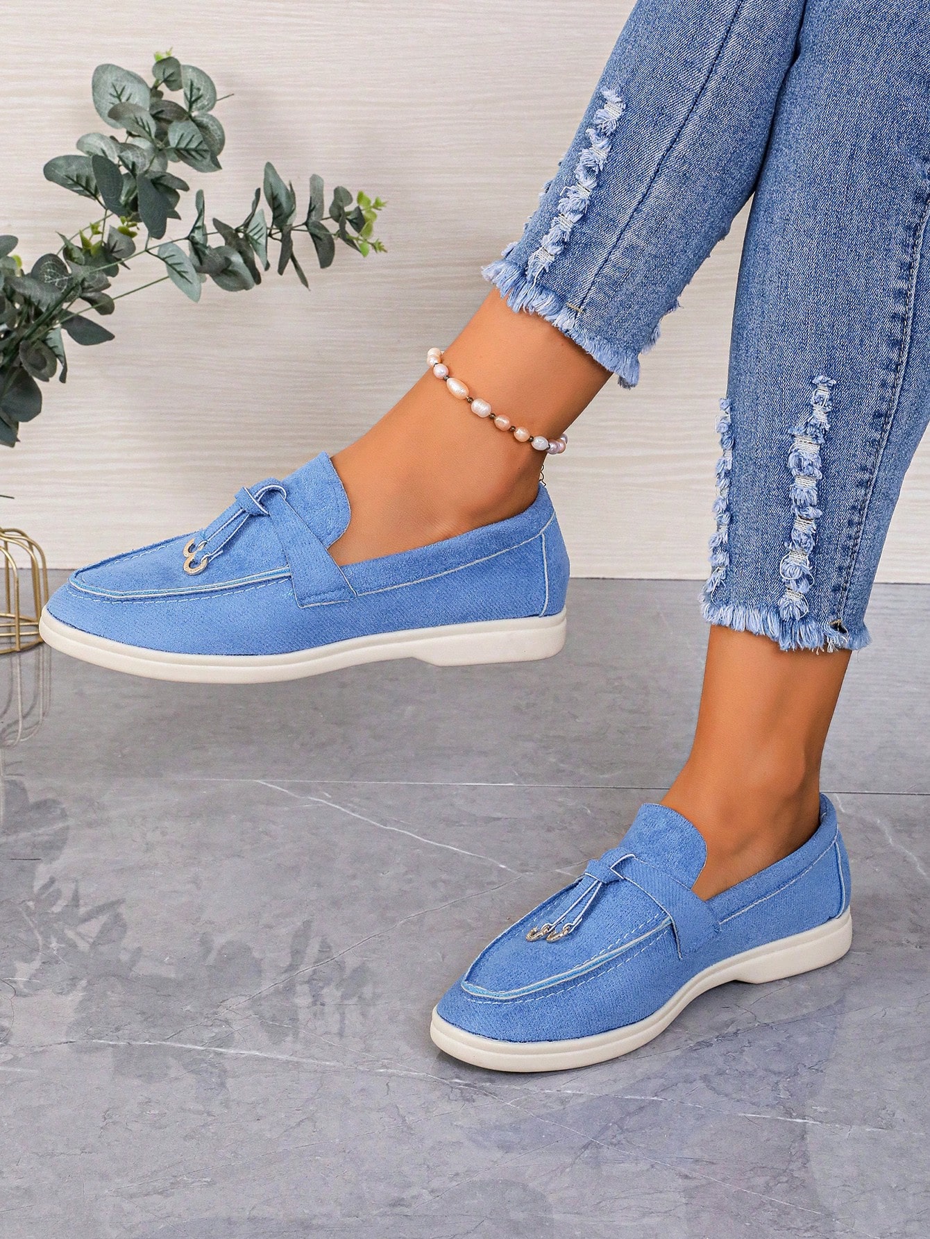 In Baby Blue Women Flats