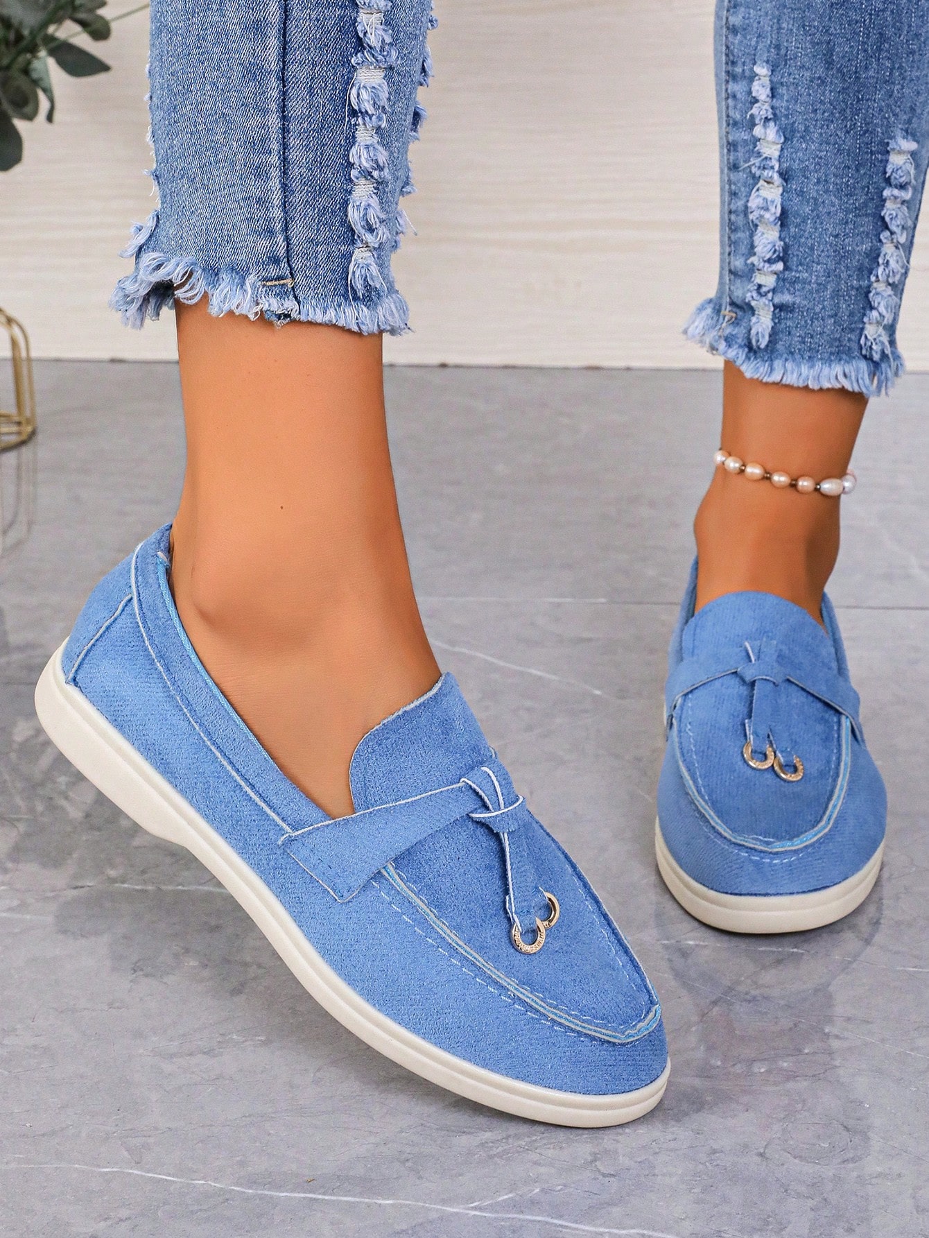 In Baby Blue Women Flats