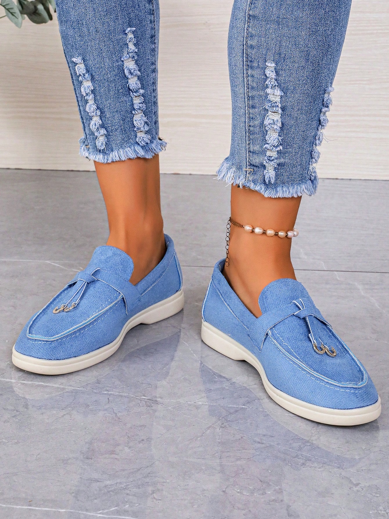 In Baby Blue Women Flats