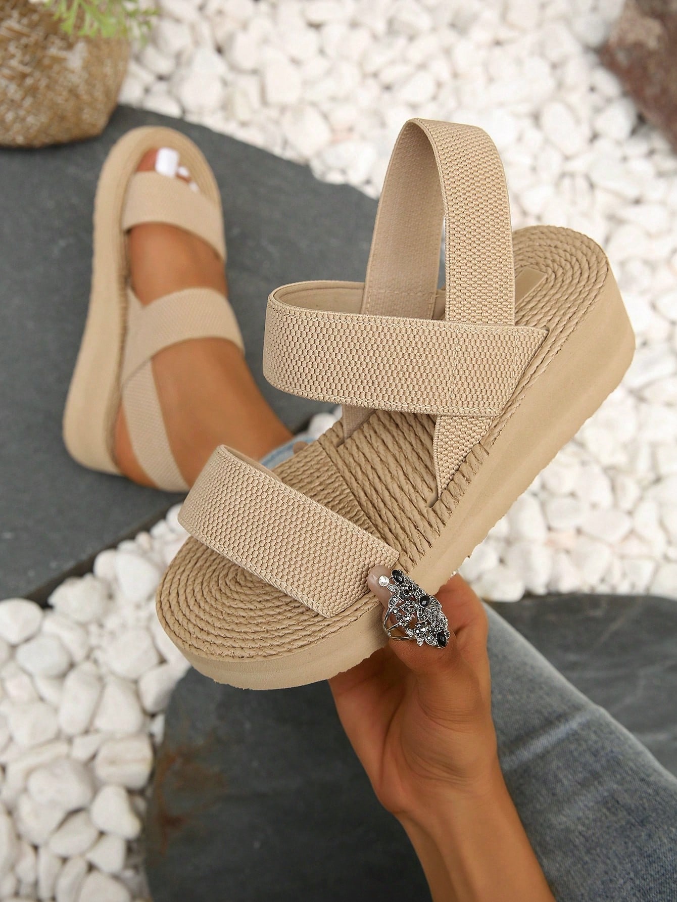 In Beige Women Heeled Sandals