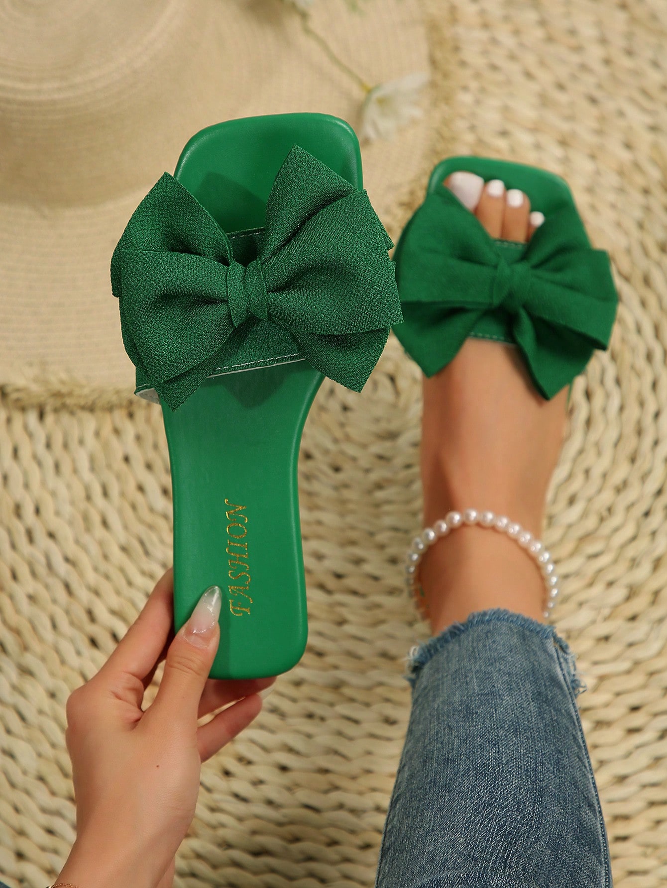 In Green Women Flat Sandals