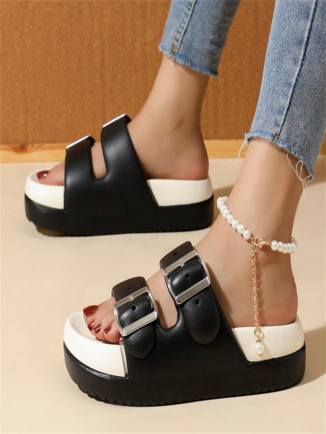 In Black and White Women Sandals