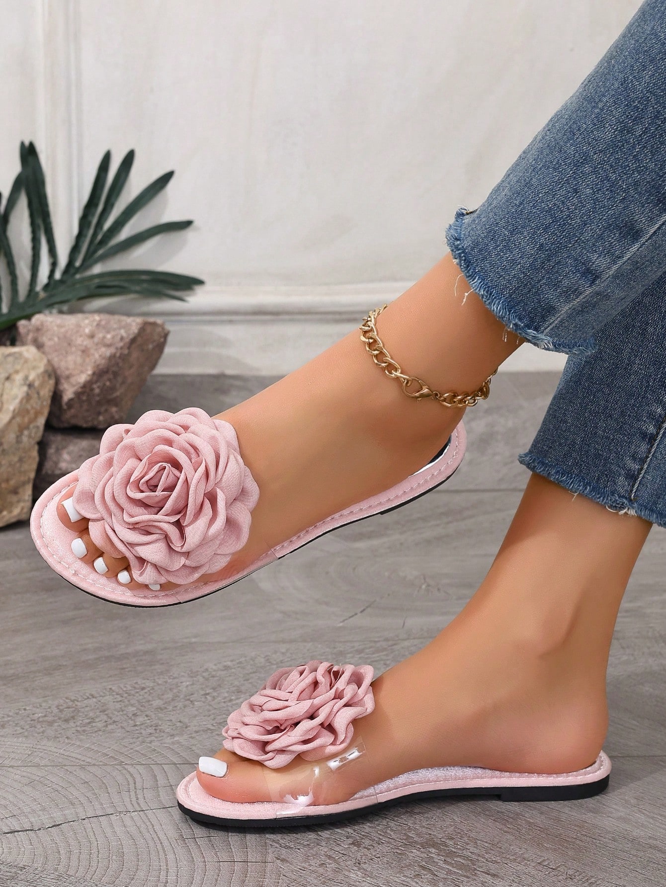 In Baby Pink Women Flat Sandals