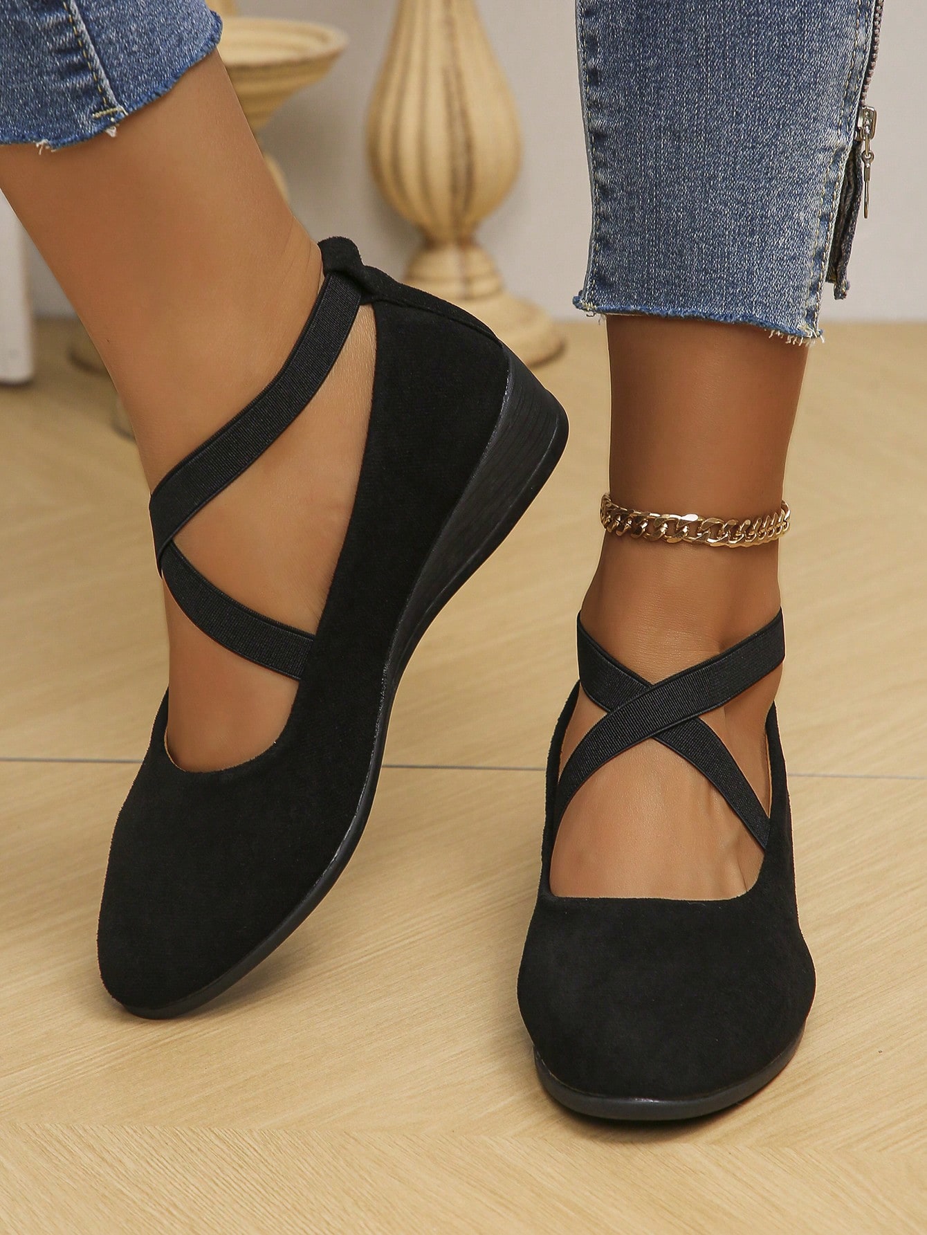 In Black Women Wedges & Flatform