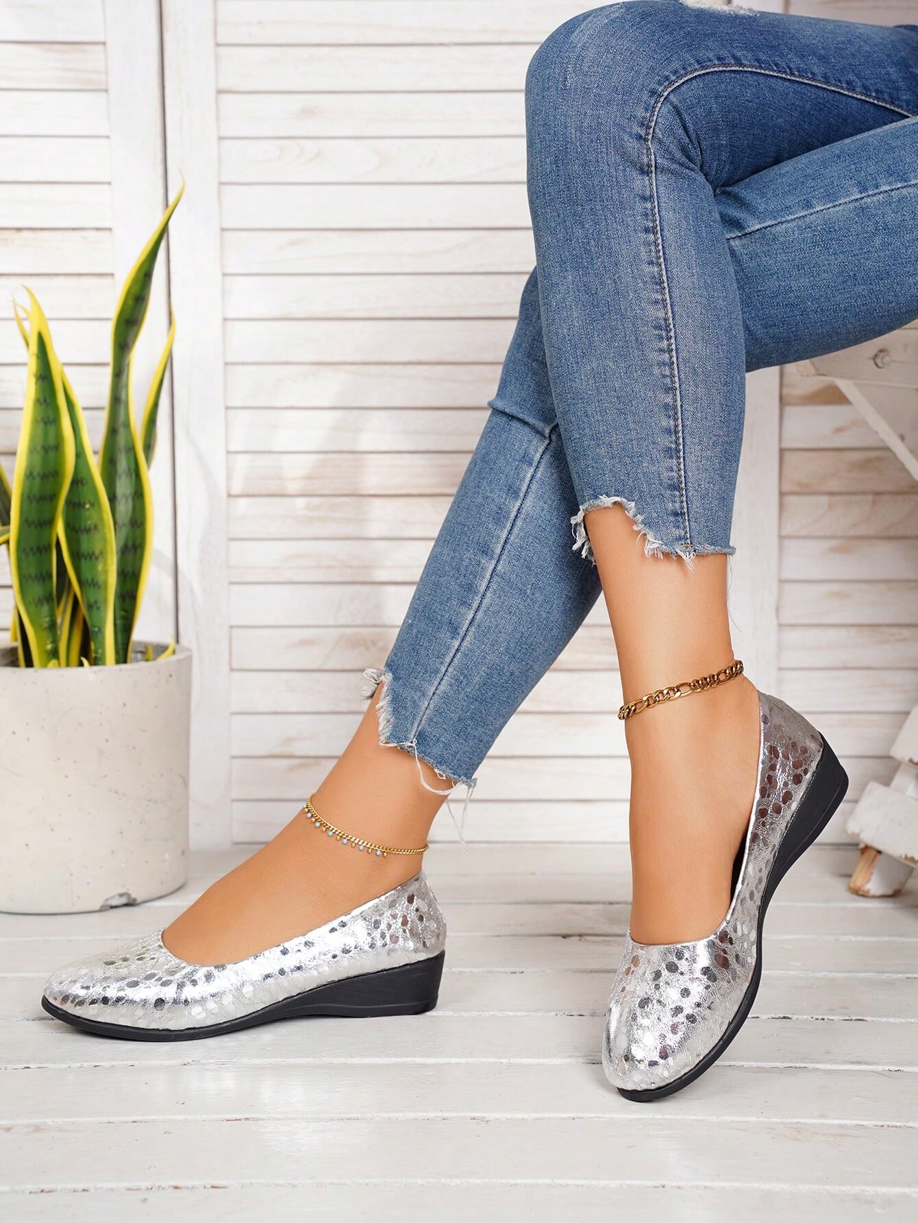 In Silver Women Wedges & Flatform