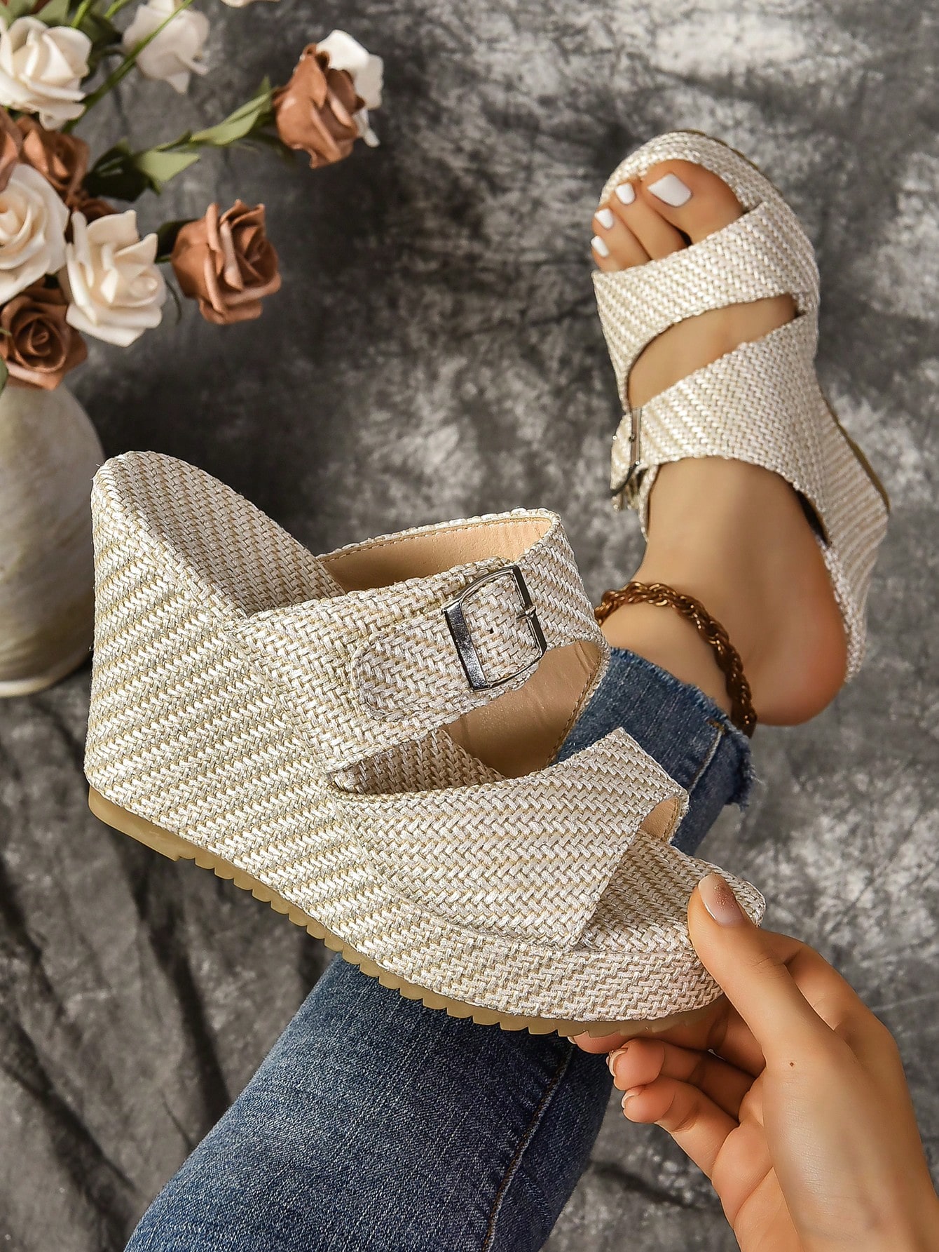 In Beige Women Wedges & Flatform