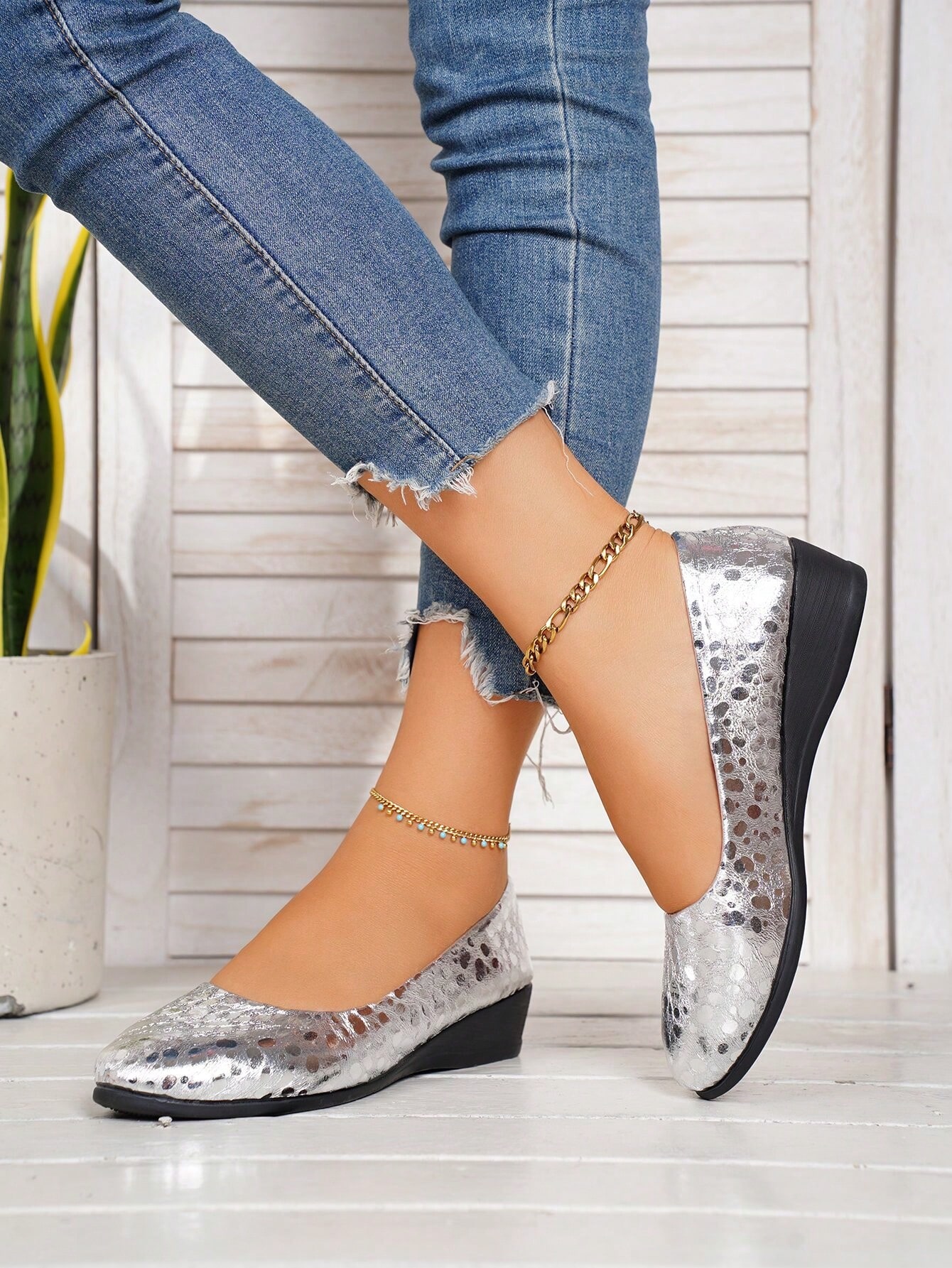 In Silver Women Wedges & Flatform