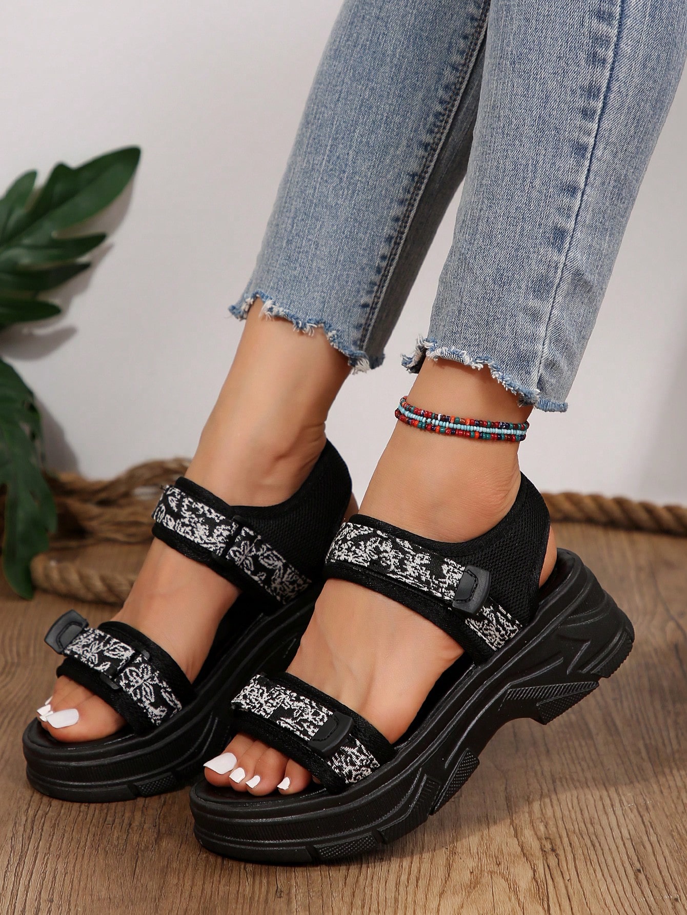 In Black and White Women Sandals