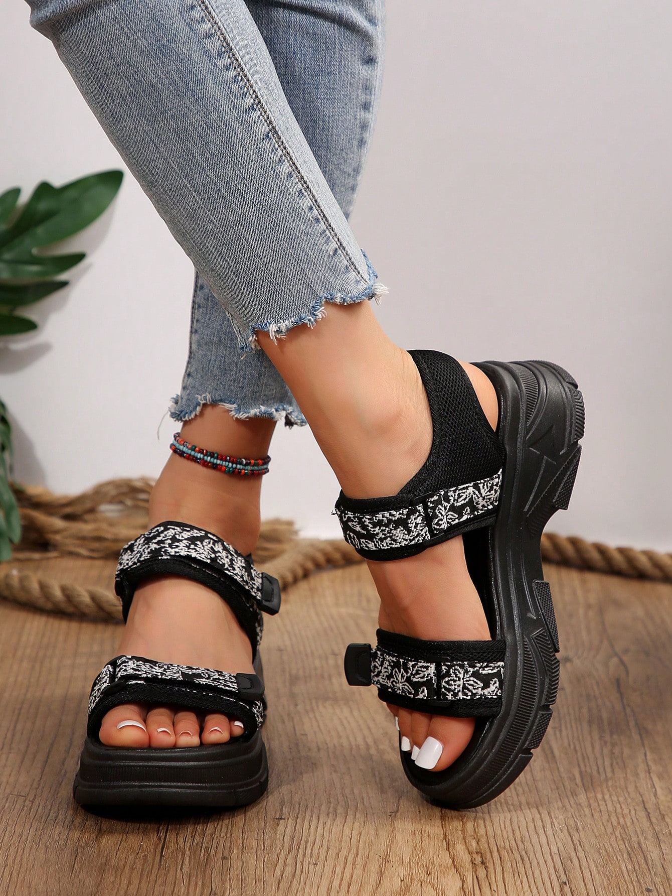 In Black and White Women Sandals