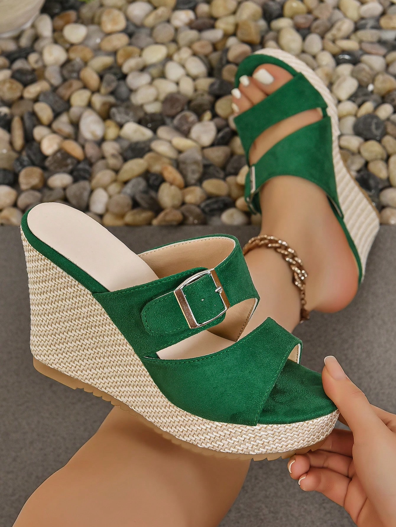 In Dark Green Women Shoes