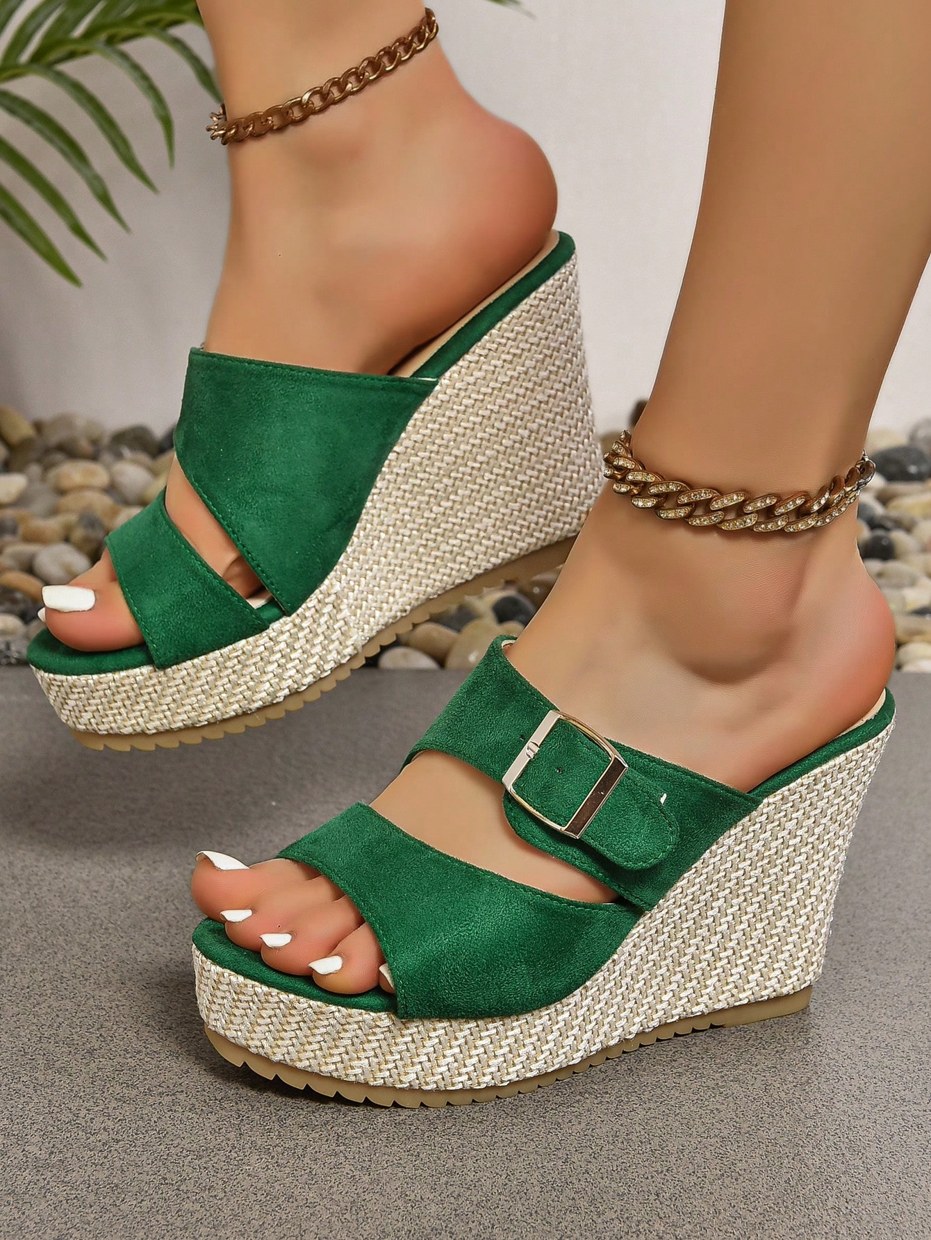 In Dark Green Women Shoes