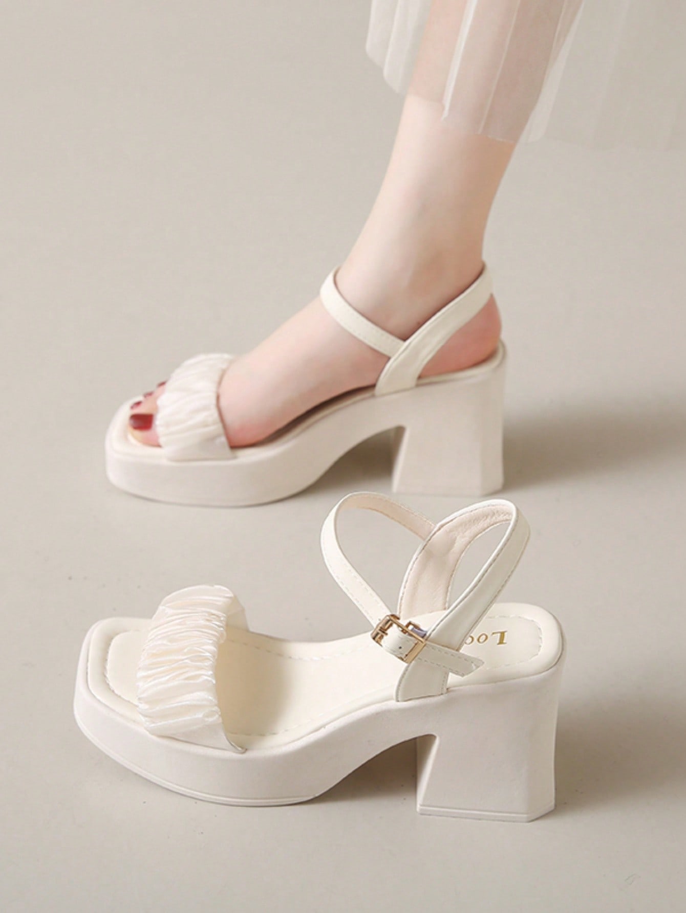 In Beige Women Heeled Sandals