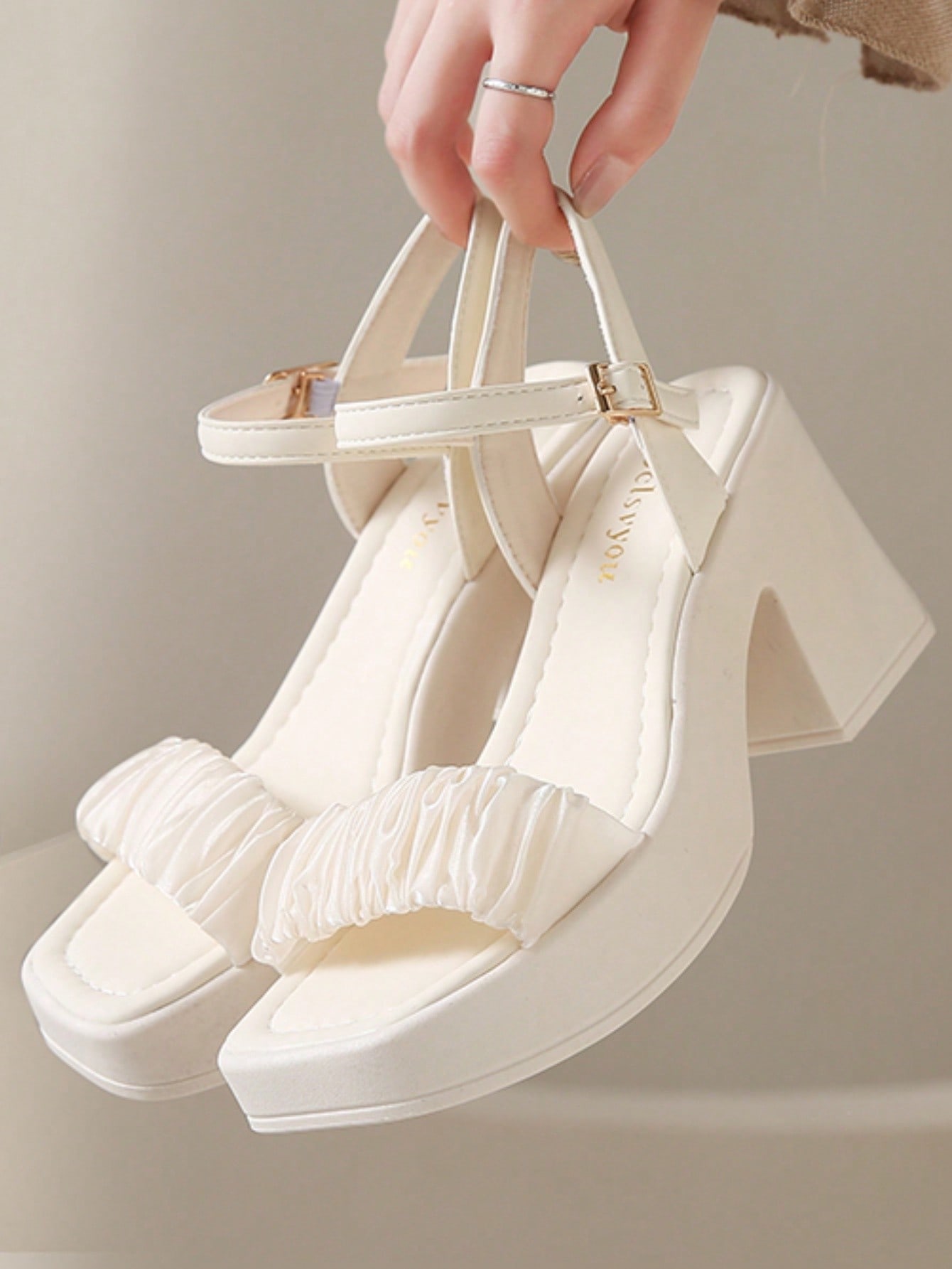 In Beige Women Heeled Sandals