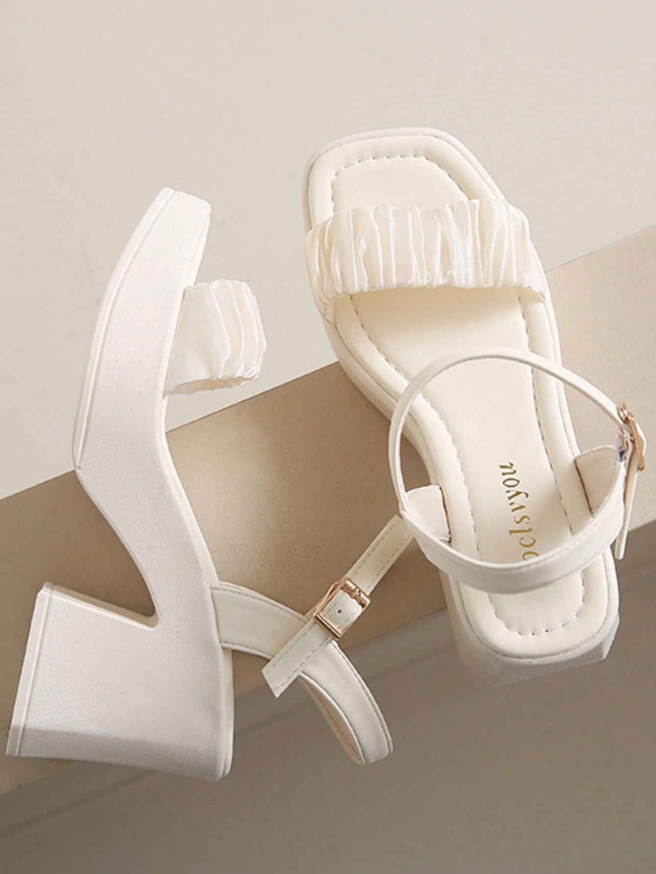 In Beige Women Heeled Sandals