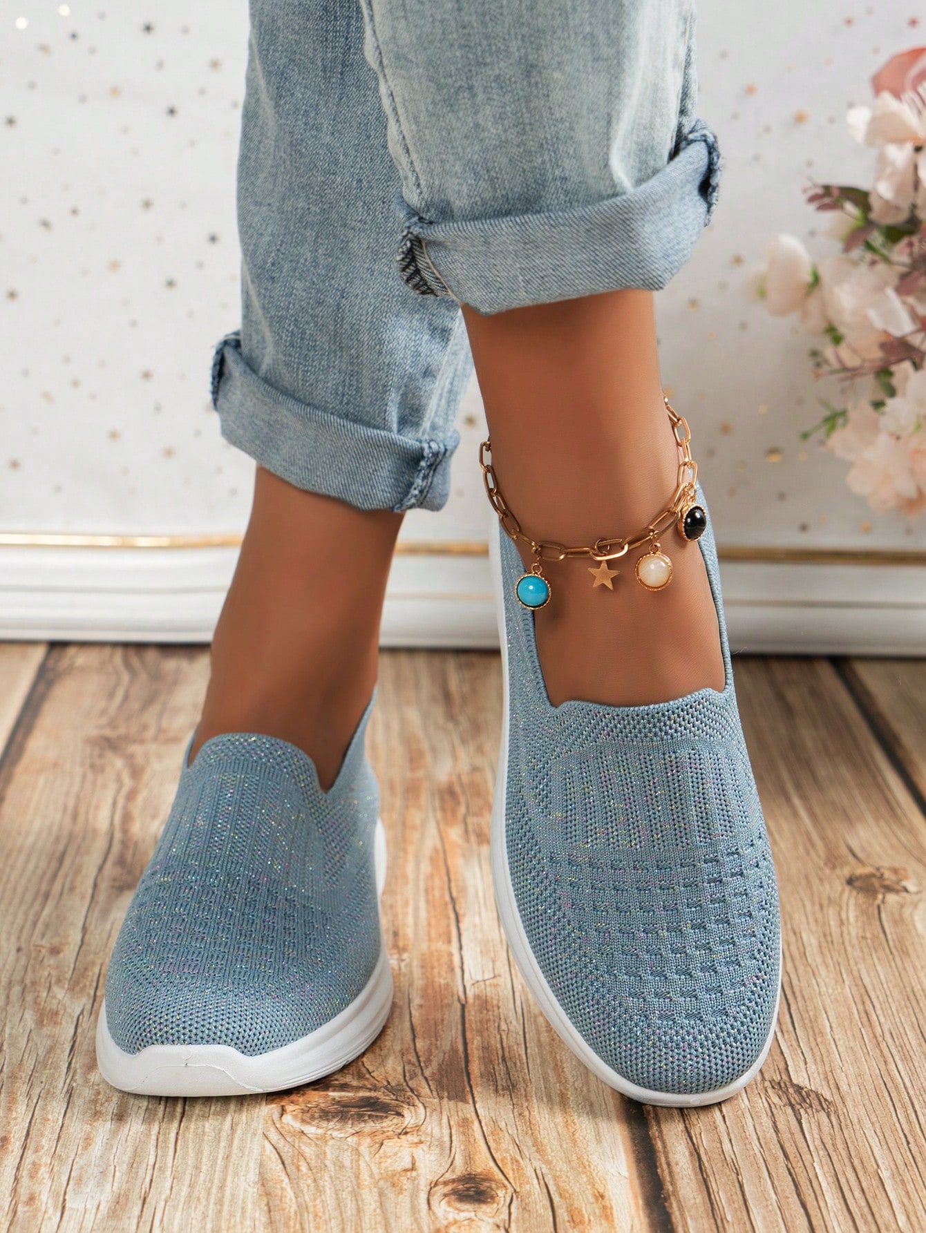 In Baby Blue Women Flats