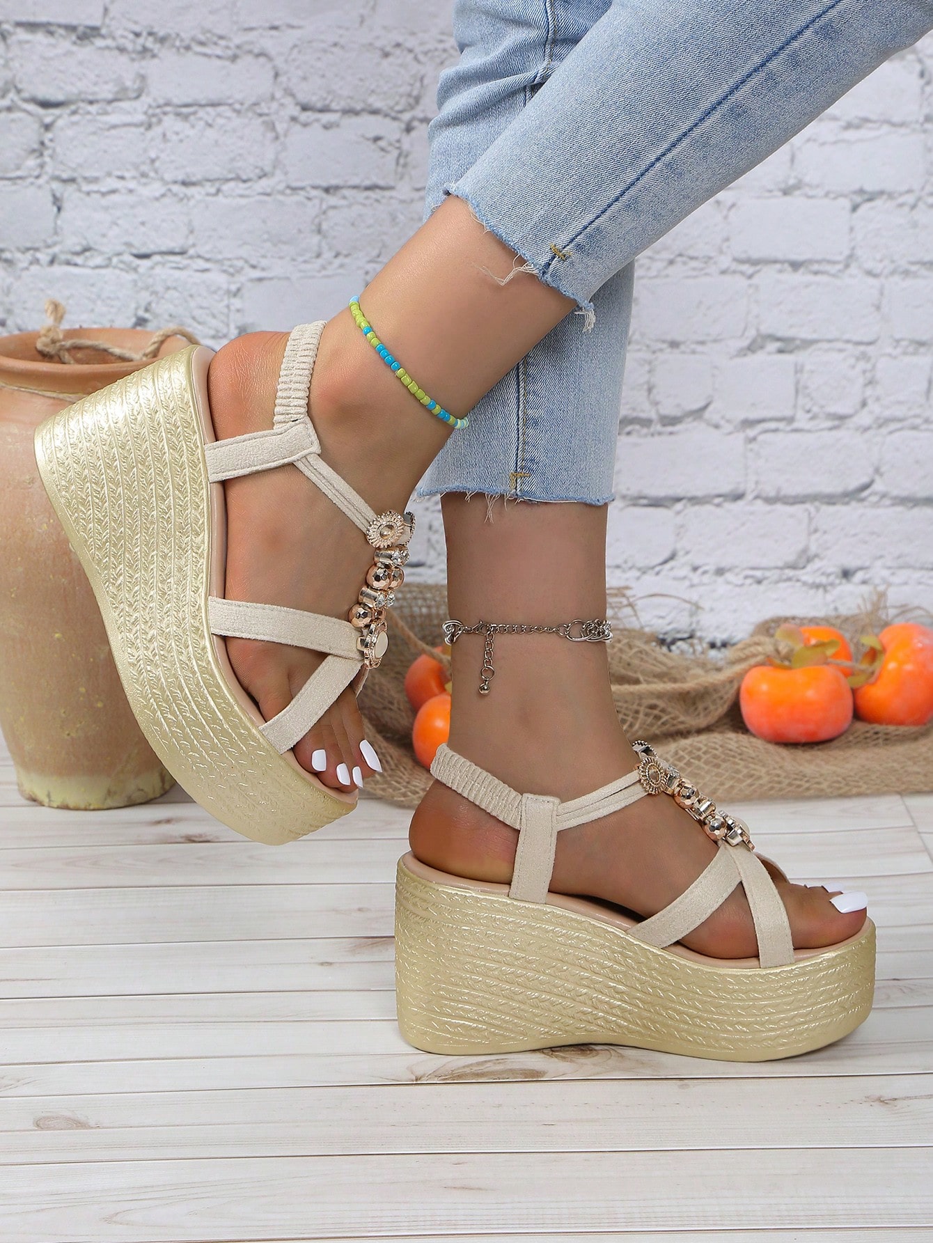 In Beige Women Wedges & Flatform