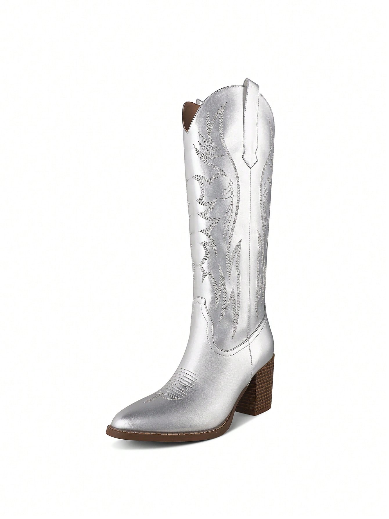 In Silver Women Knee-High Boots