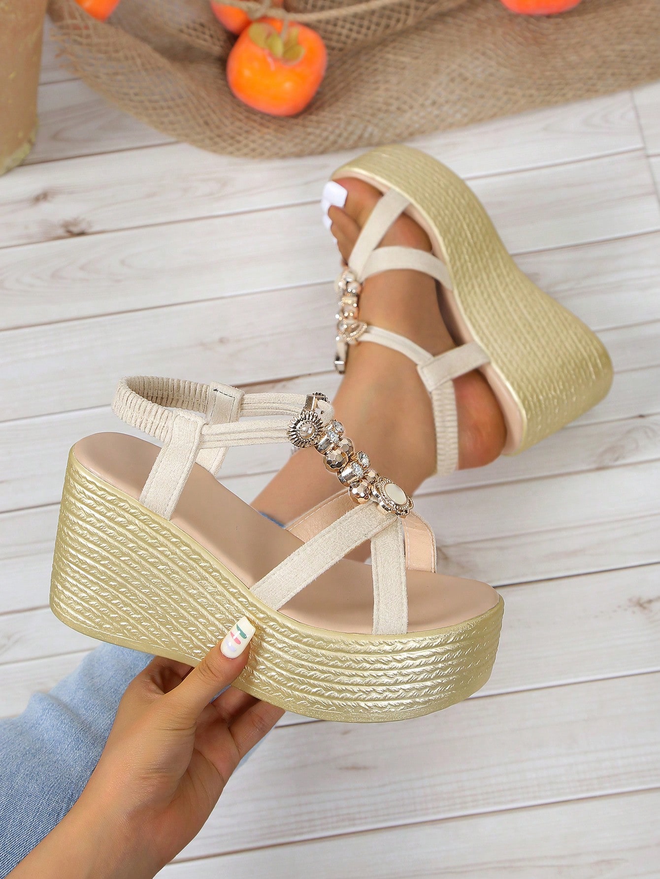 In Beige Women Wedges & Flatform