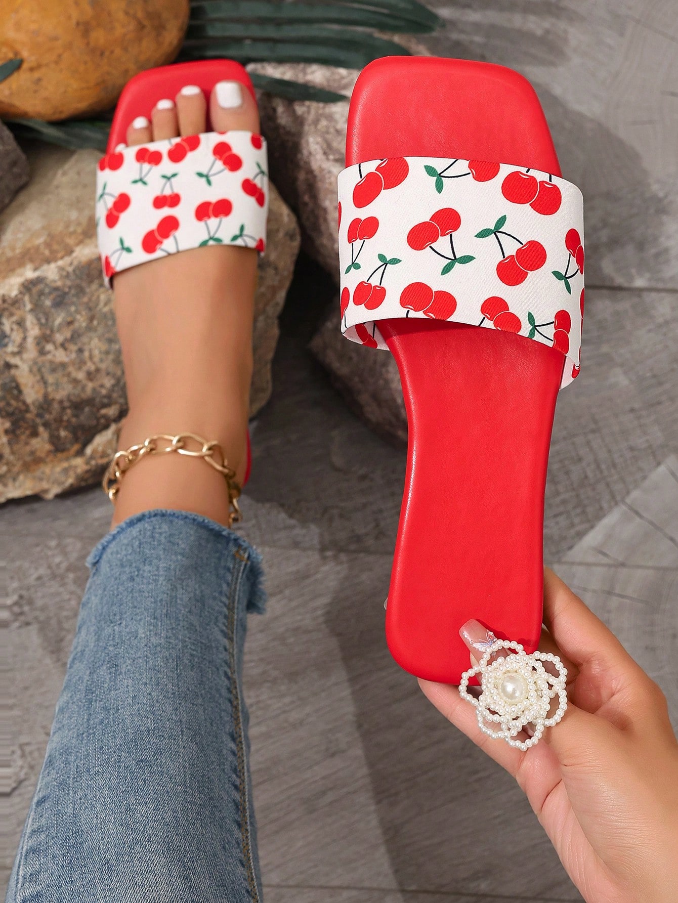 In Red and White Women Shoes