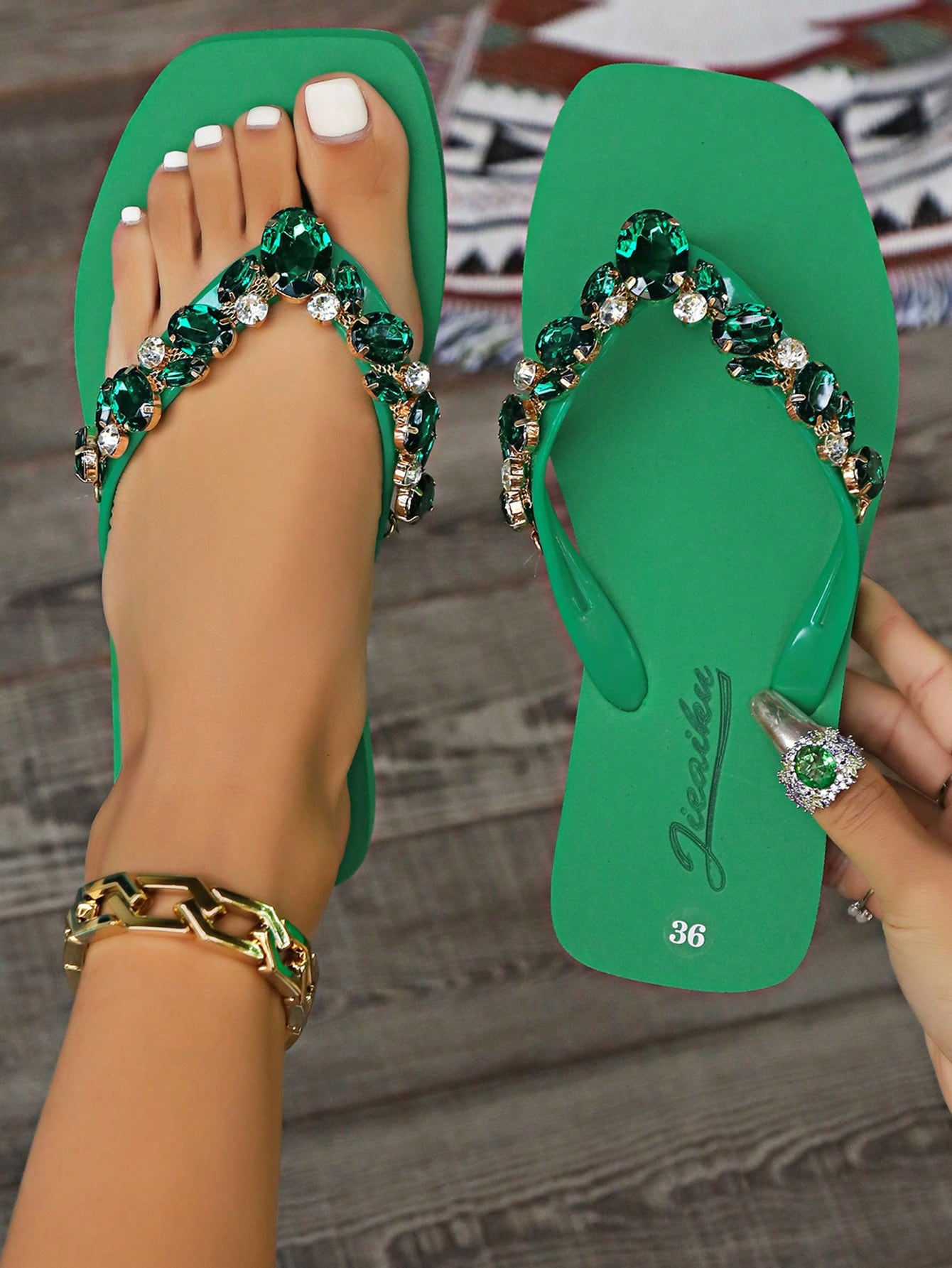 In Green Women Flip-Flops