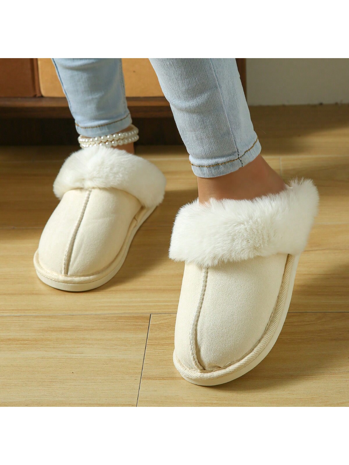 In Beige Women Home Slippers