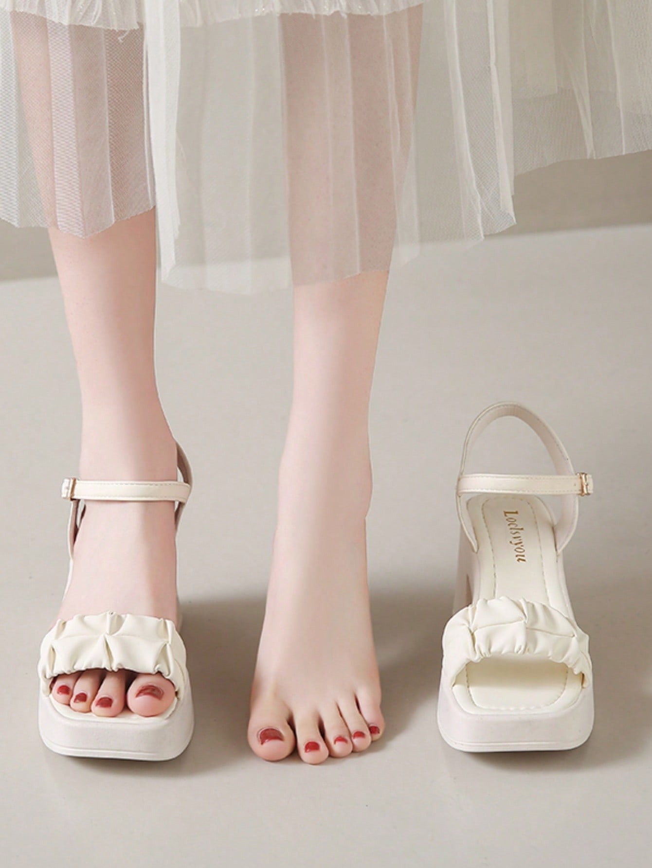 In Beige Women Heeled Sandals