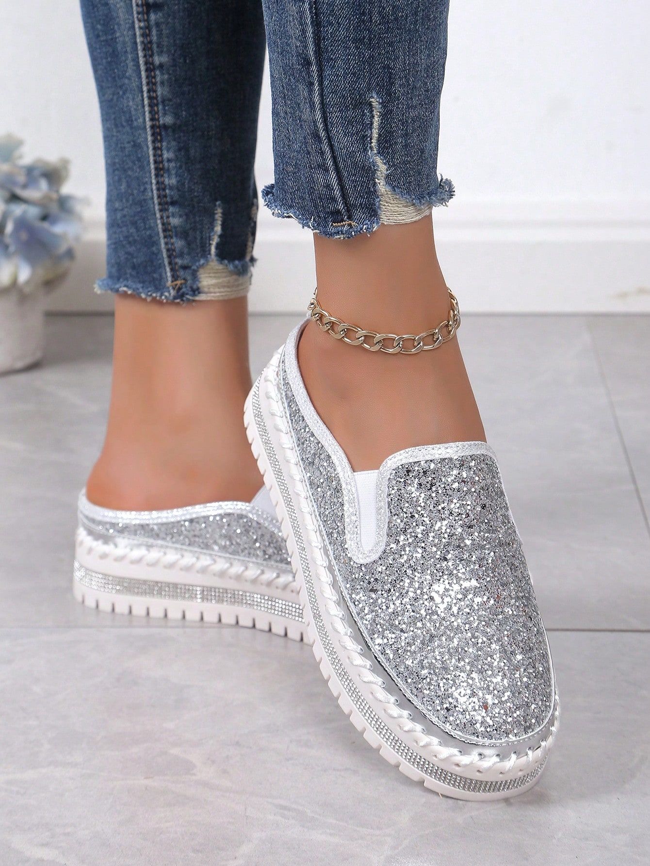 In Silver Women Wedges & Flatform