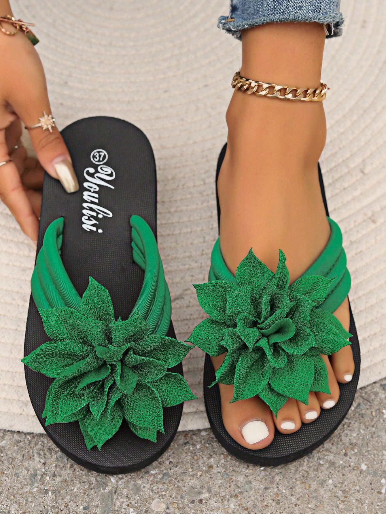 In Green Women Flip-Flops