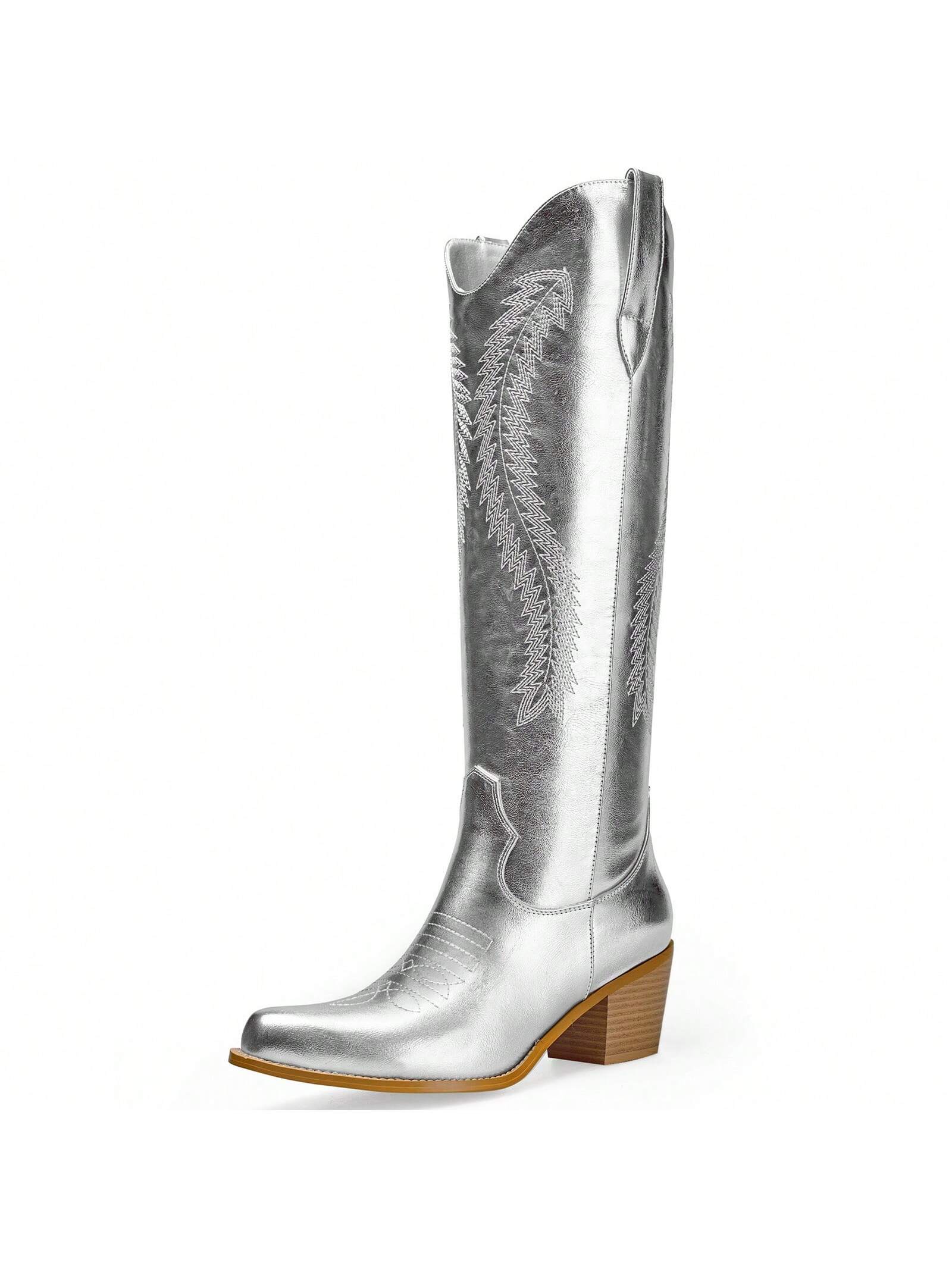 In Silver Women Knee-High Boots