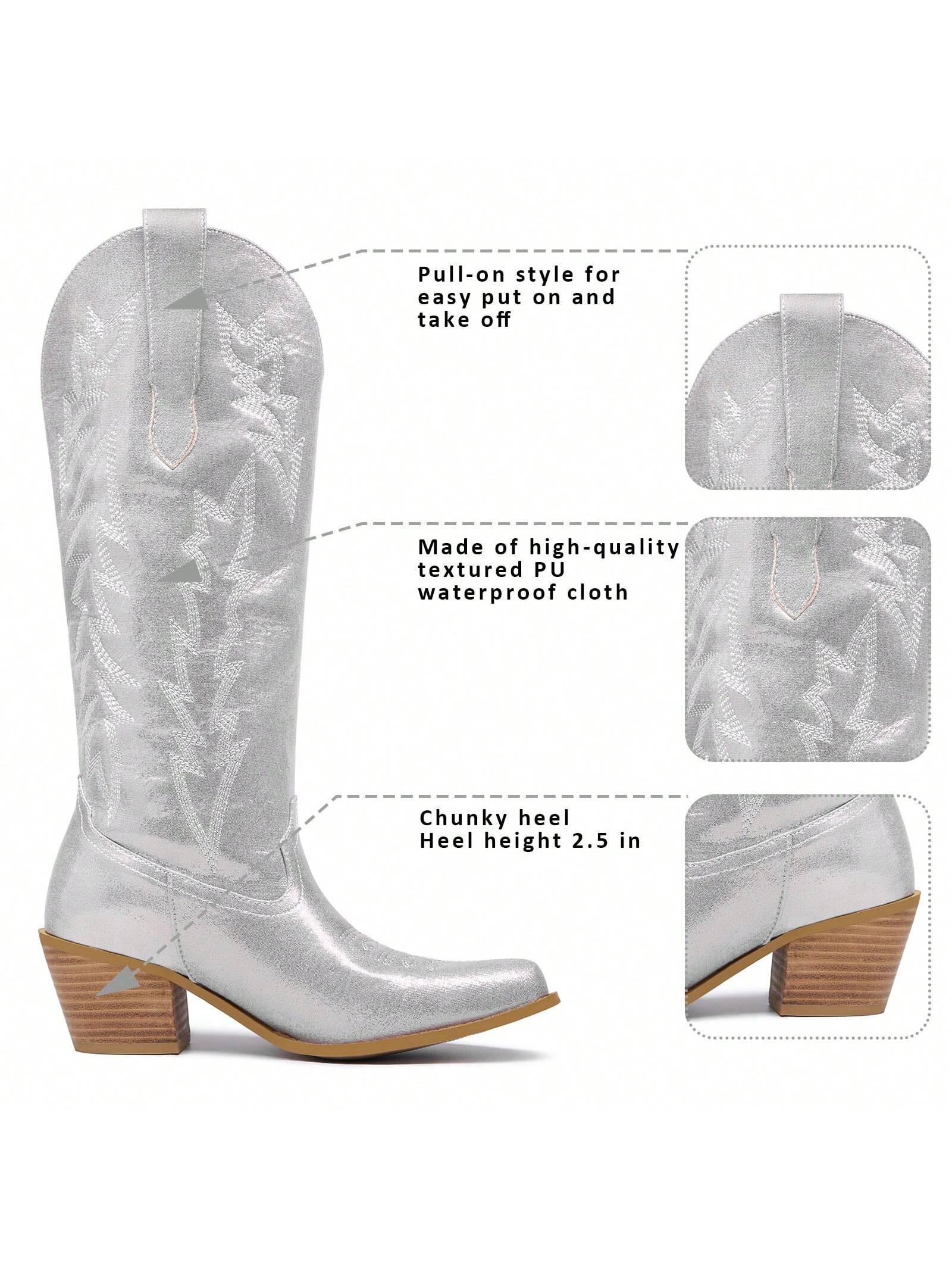 In Silver Women Knee-High Boots