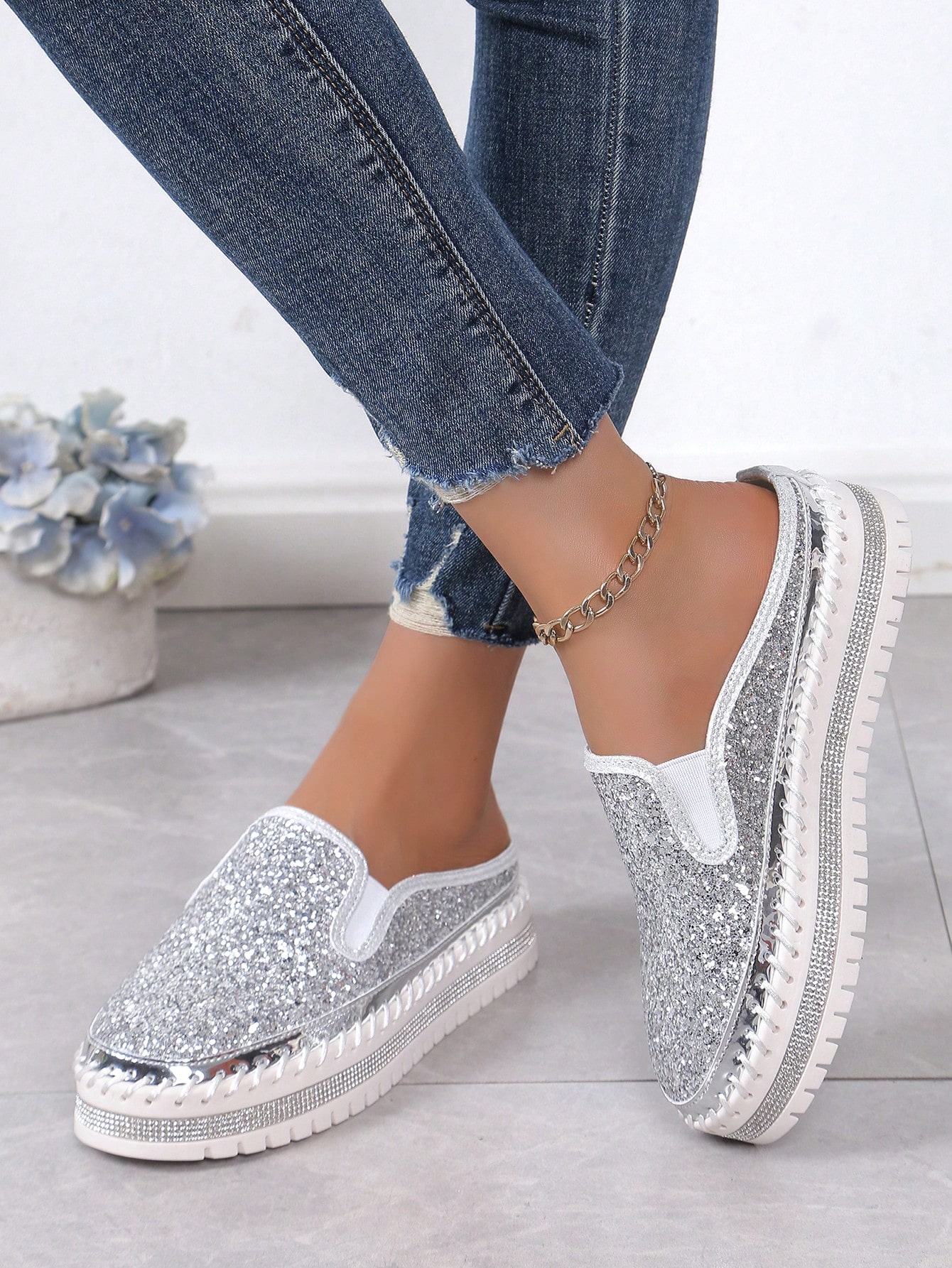 In Silver Women Wedges & Flatform